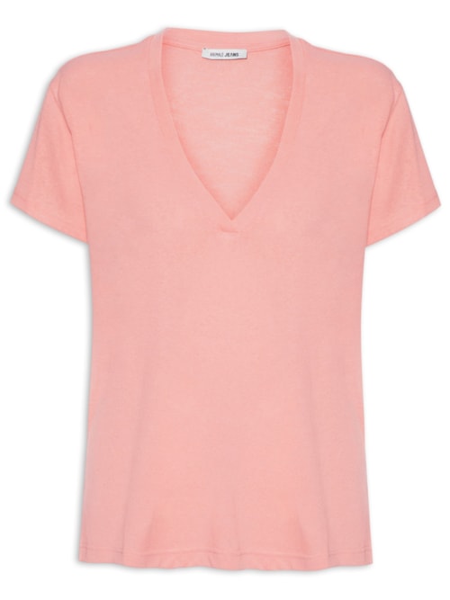 Blusa Feminina De Malha Básica Decote V - Rosa