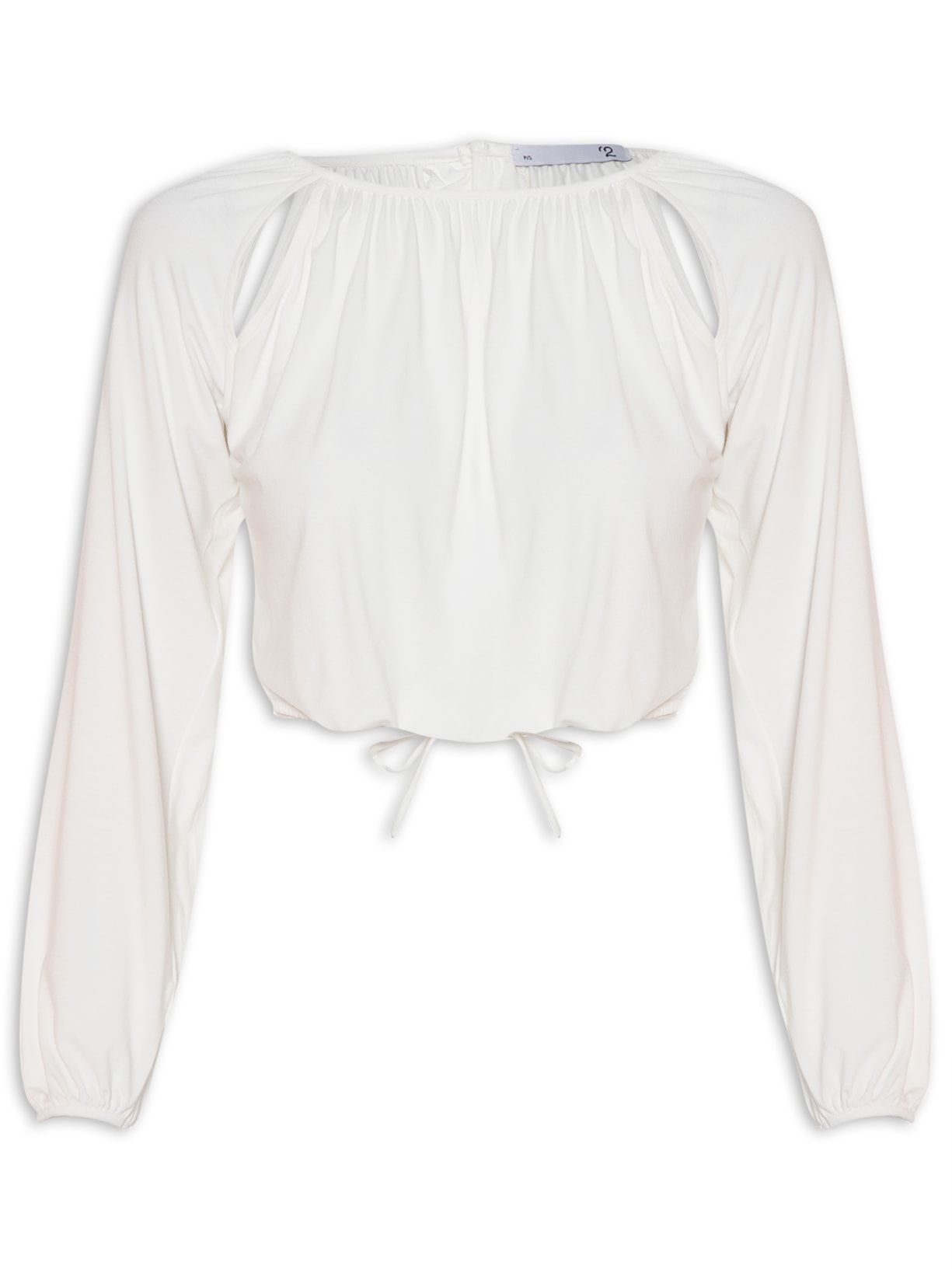 Blusa Feminina De Malha Com Manga Longa Abertura - Off White