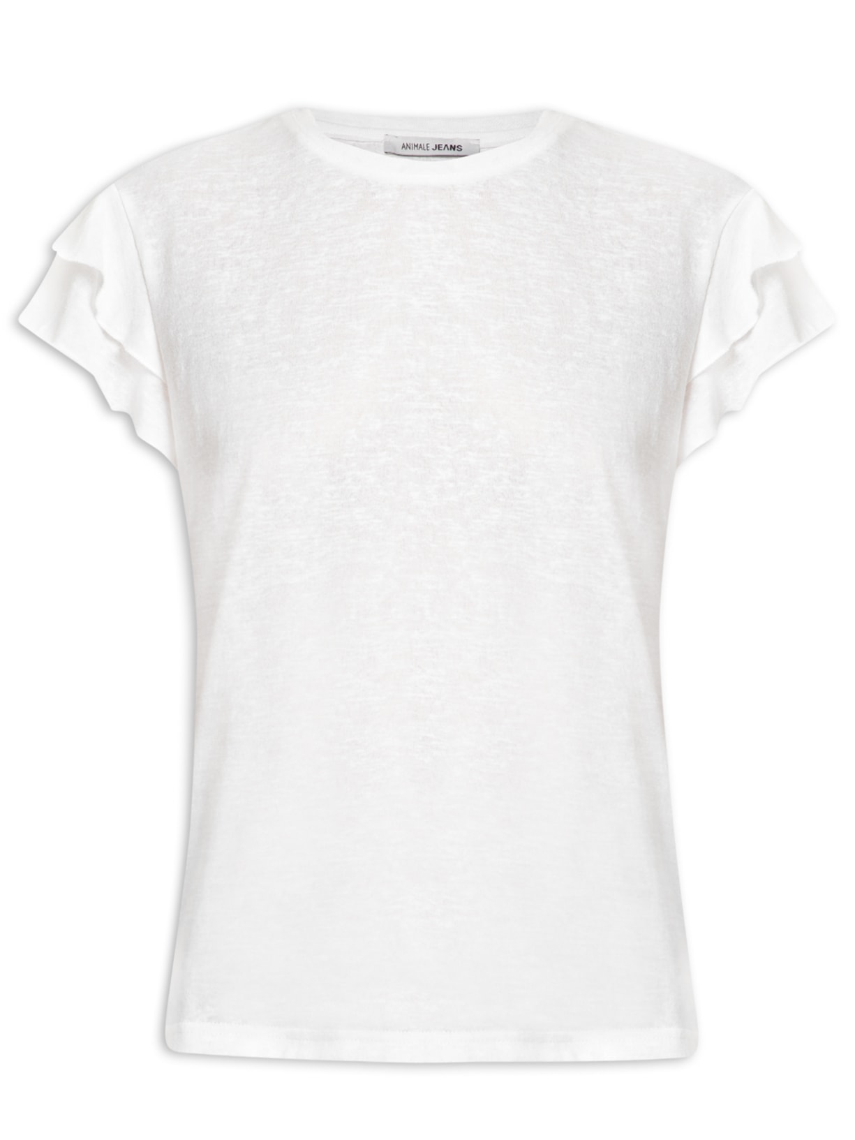 Blusa Feminina De Malha Com Mangas De Babado - Branco