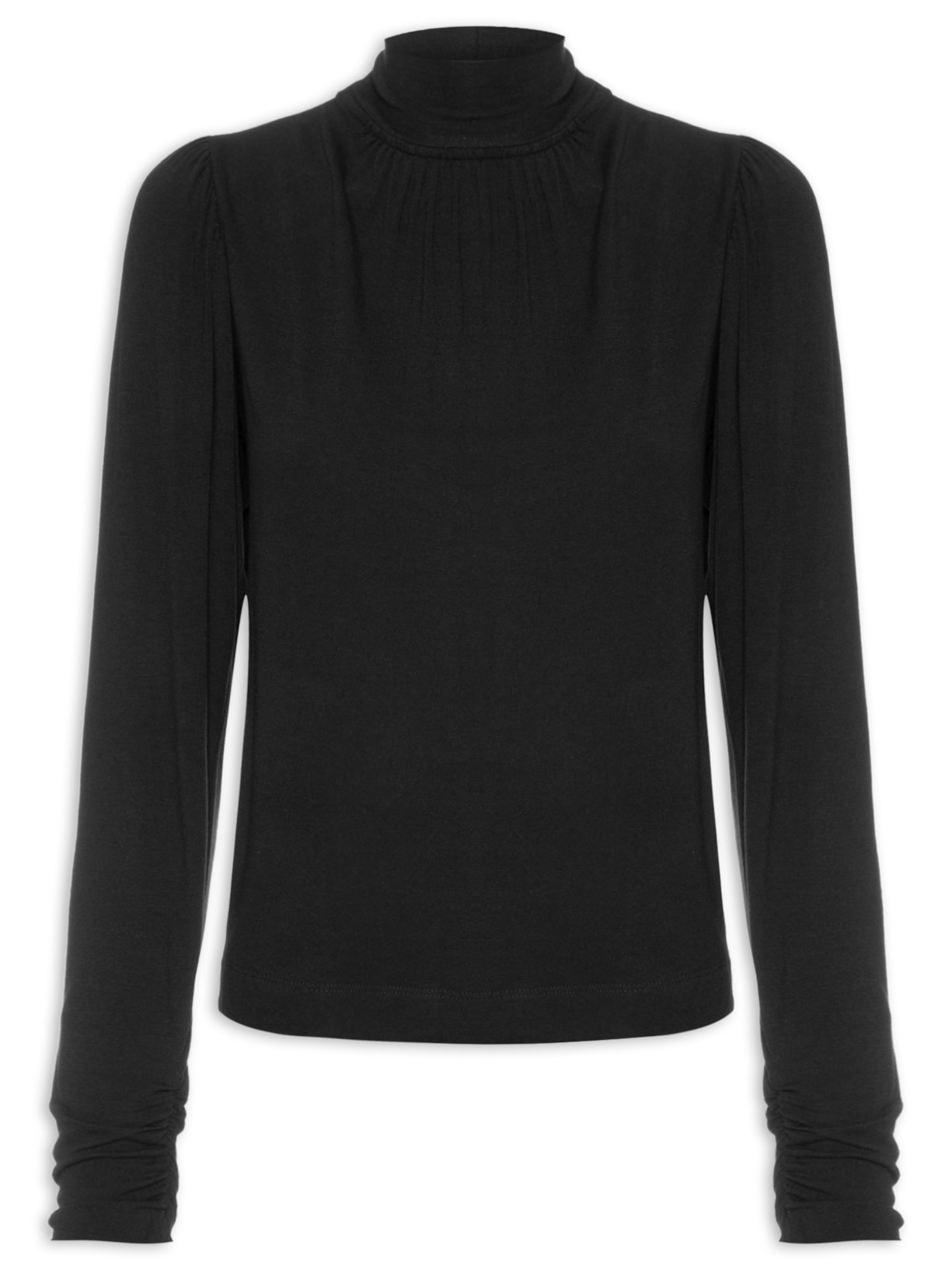 Blusa Feminina De Malha Golinha Alta Joana - Preto