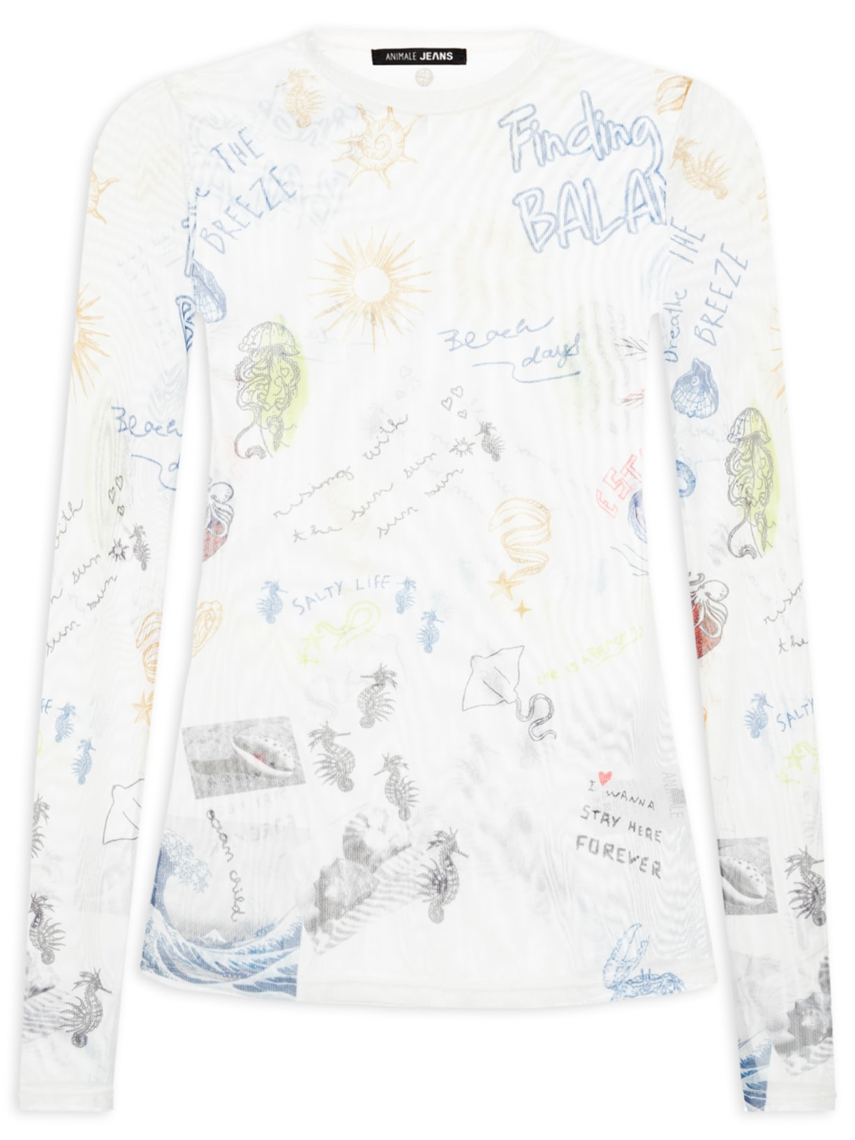 Blusa Feminina De Malha Tule Estampado - Branco