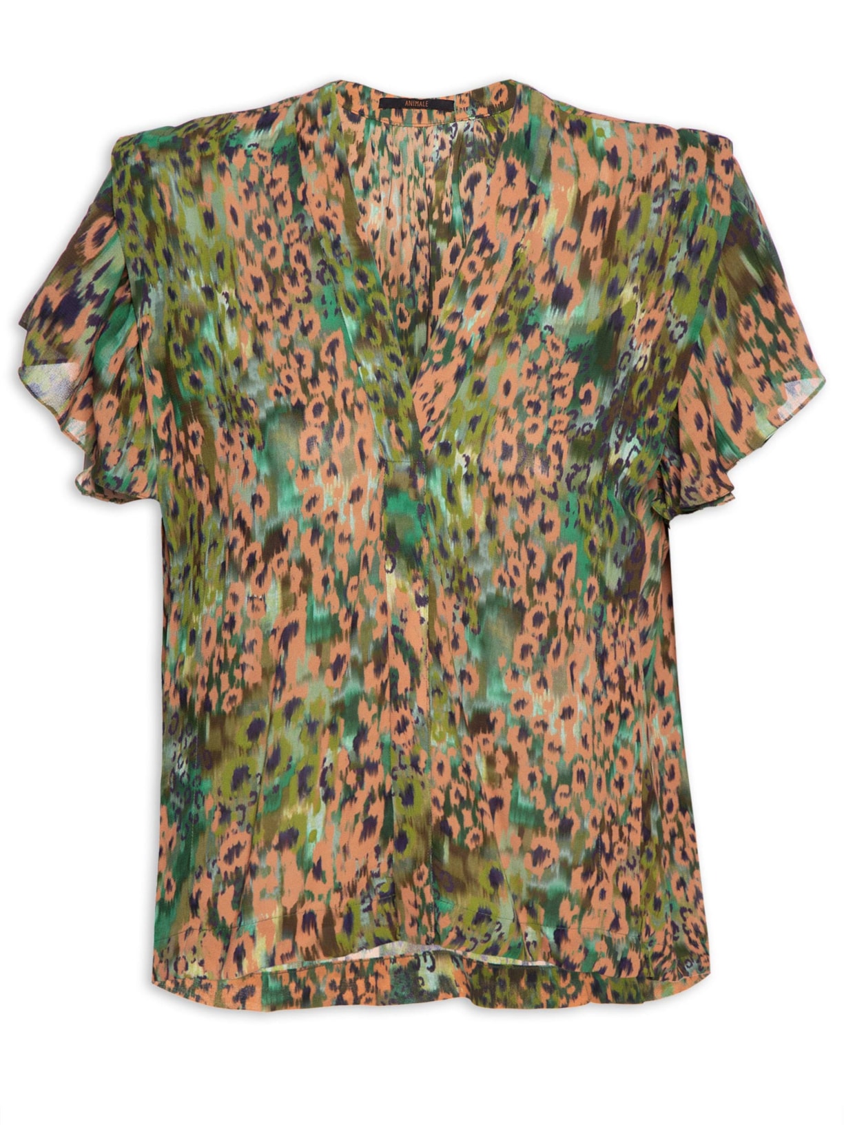 Blusa Feminina De Manga Curta Onça Camuflada - Verde