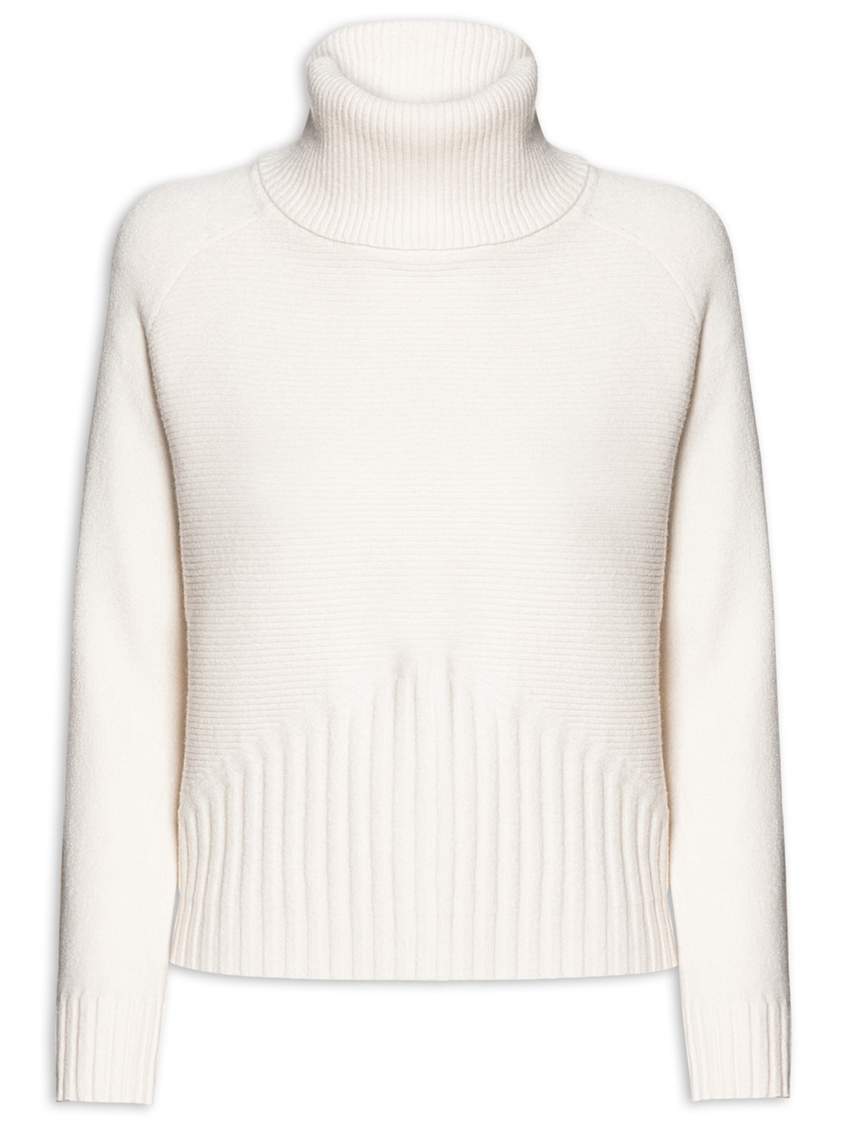 Blusa Feminina De Manga Longa E Gola Alta Em Tricot - Off White