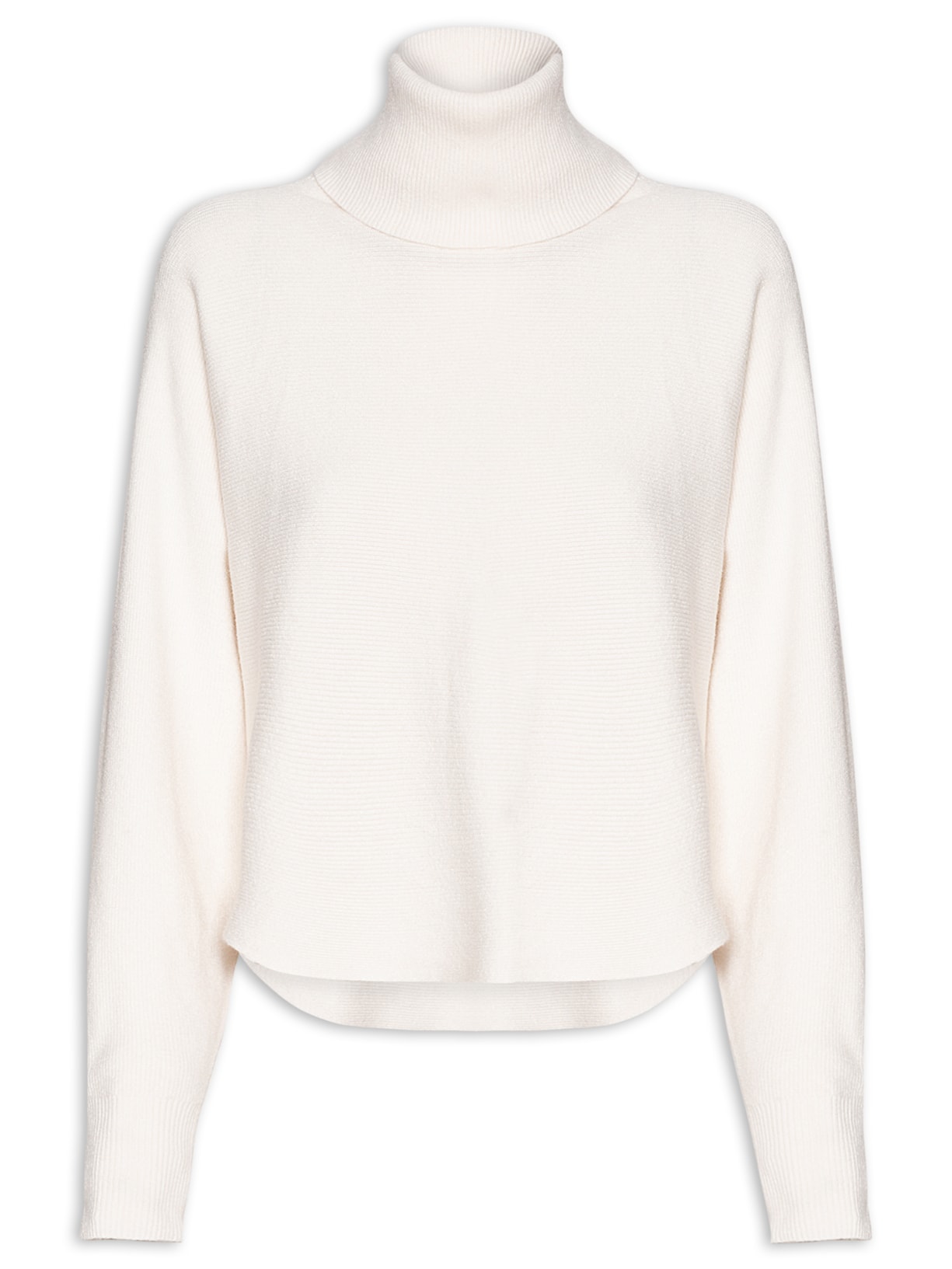 Blusa Feminina de Manga Longa e Gola Alta em Tricot - Off White