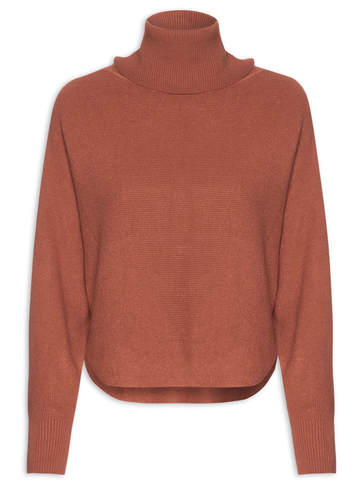 Blusa Feminina de Manga Longa e Gola Alta em Tricot - Vermelho