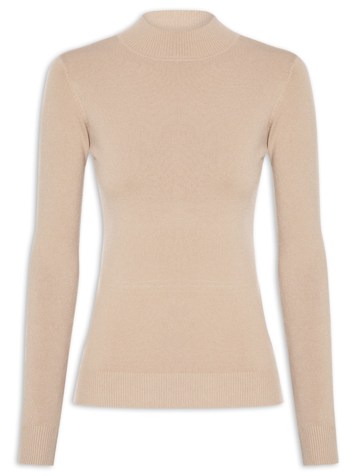 Blusa Feminina De Manga Longa Em Tricot - Bege