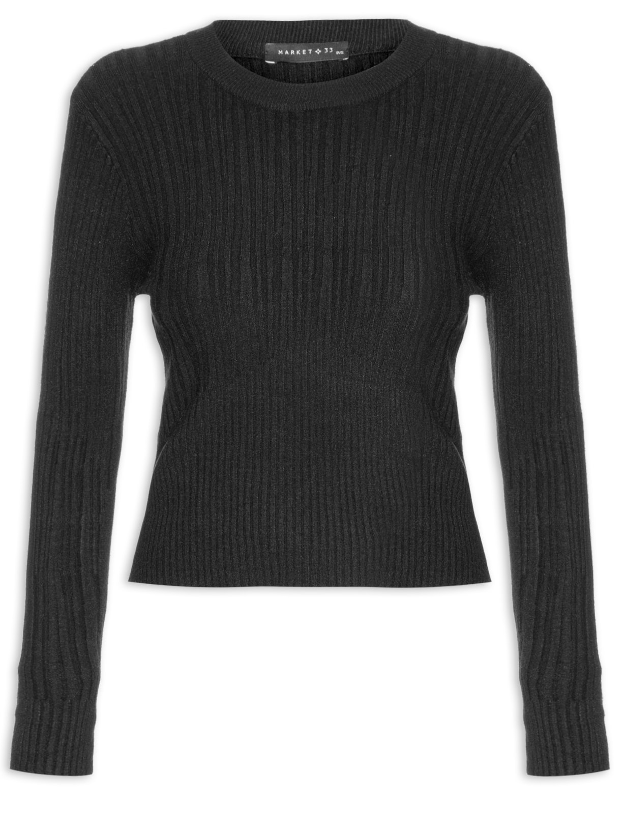 Blusa Feminina de Manga Longa em Tricot - Preto