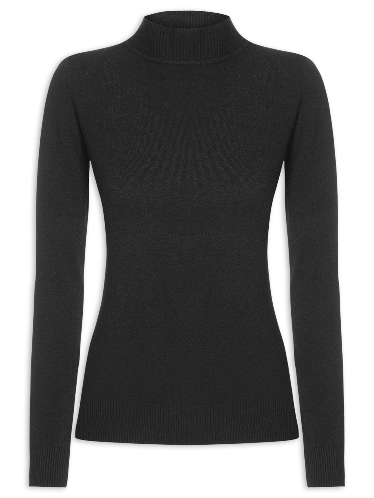 Blusa Feminina De Manga Longa Em Tricot - Preto