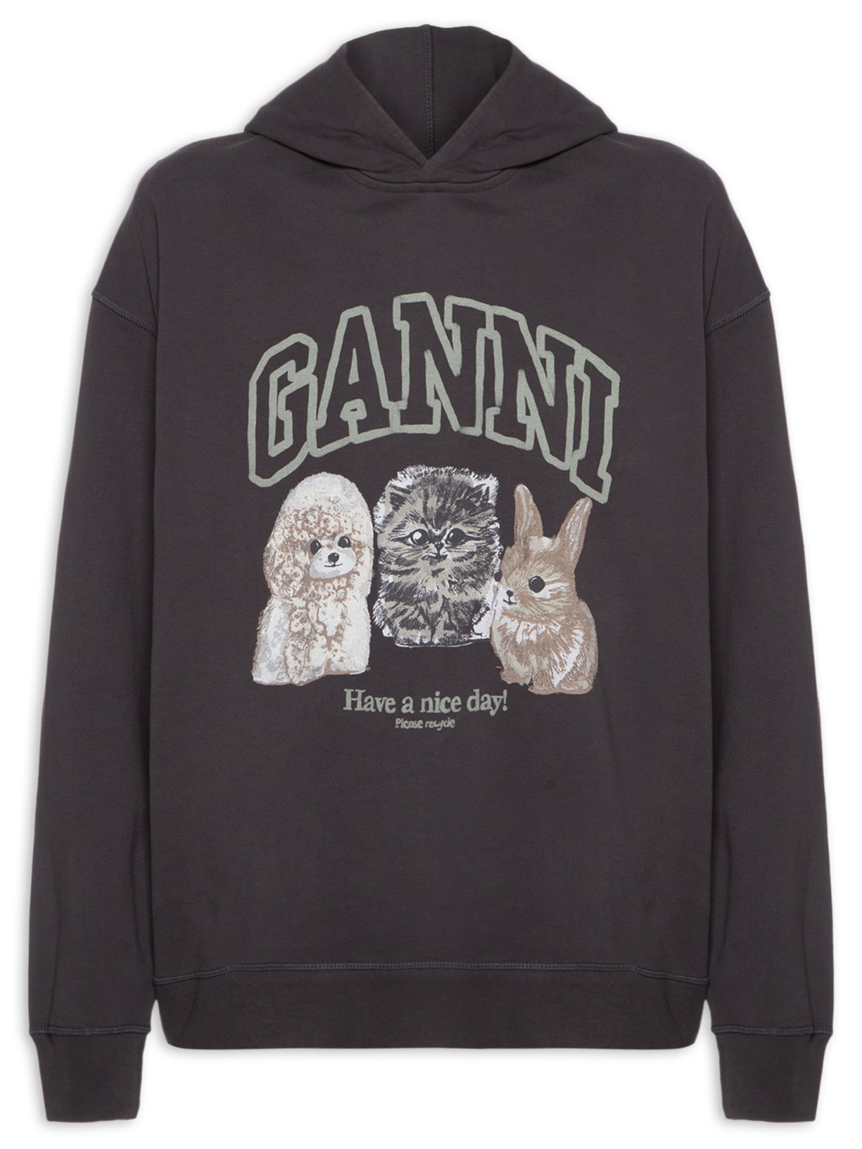 Blusa Feminina De Moletom Oversized Animals Crop - Cinza