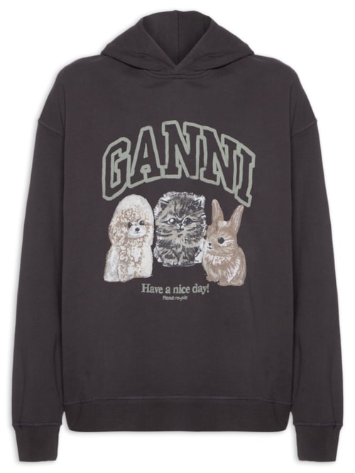 Blusa Feminina De Moletom Oversized Animals Crop - Cinza