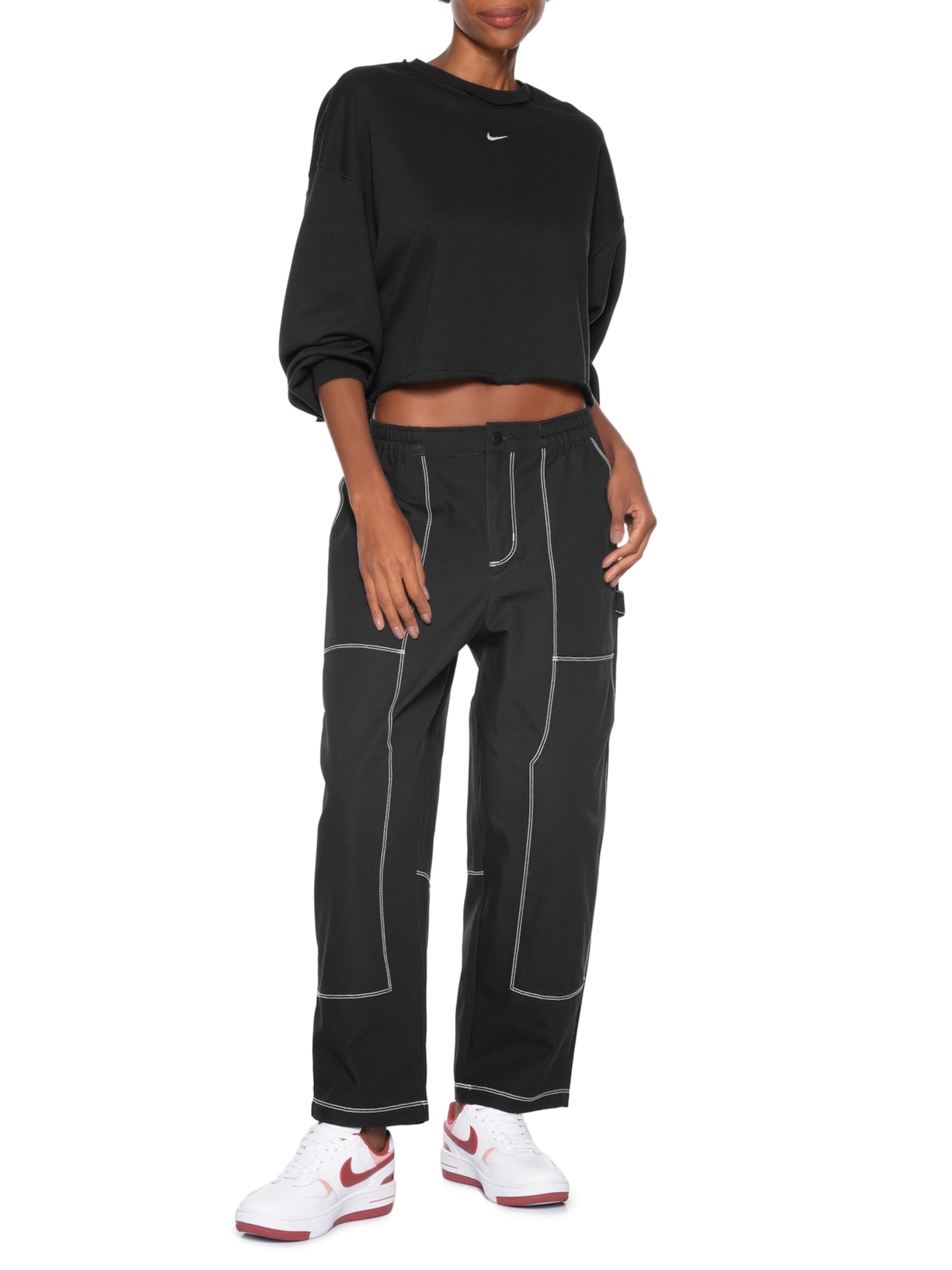 Blusa Feminina De Moletom W NSW NK Chill FT Crew Preto Nike