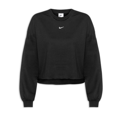 Blusa Feminina De Moletom W NSW NK Chill FT Crew - Preto