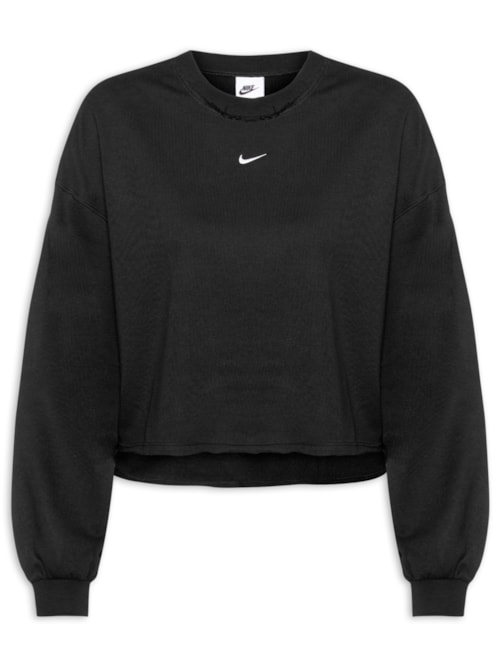 Blusa Feminina De Moletom W NSW NK Chill FT Crew - Preto