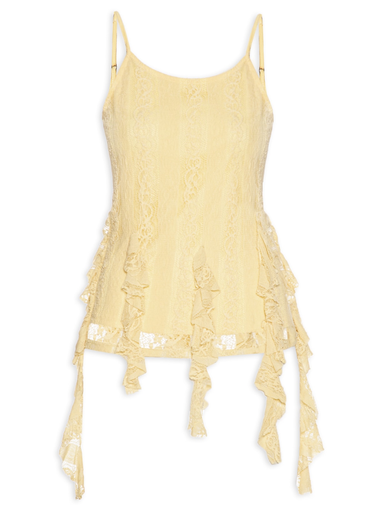 Blusa Feminina de Renda com Babados Amarelo Market 33