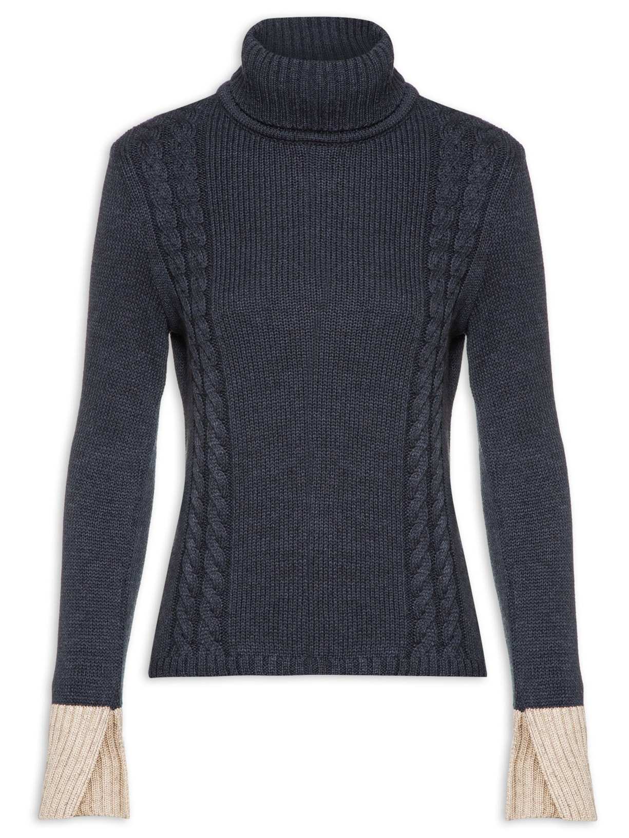 Blusa Feminina De Trico Bicolor - Azul