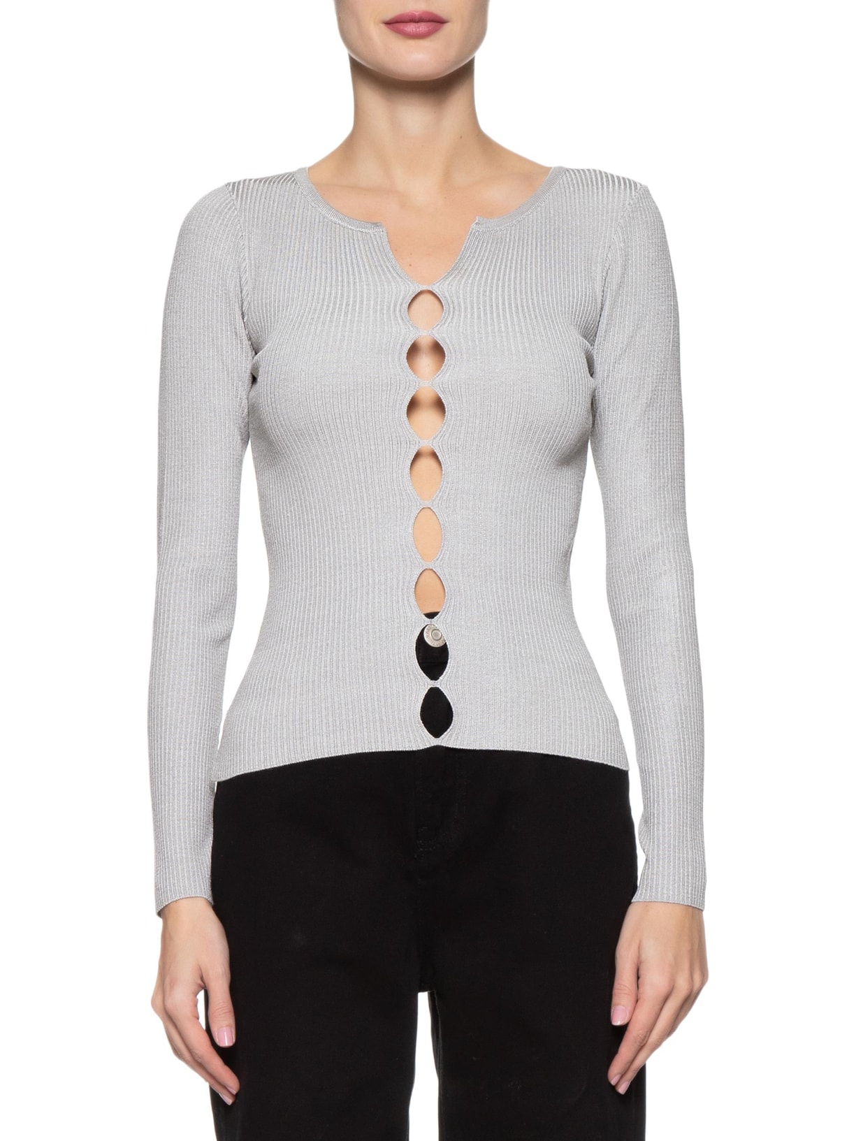 Blusa Feminina De Tricot Aberturas Frente Cinza  Animale Jeans