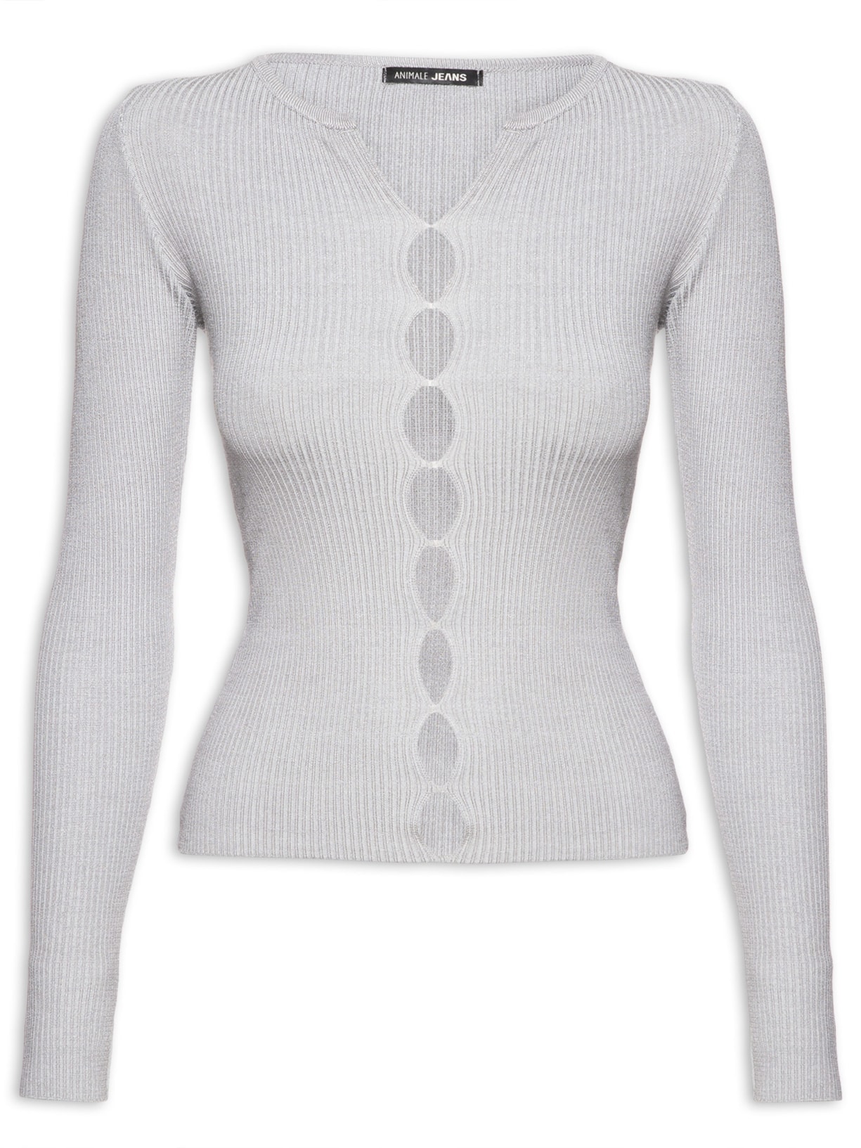 Blusa Feminina De Tricot Aberturas Frente Cinza  Animale Jeans