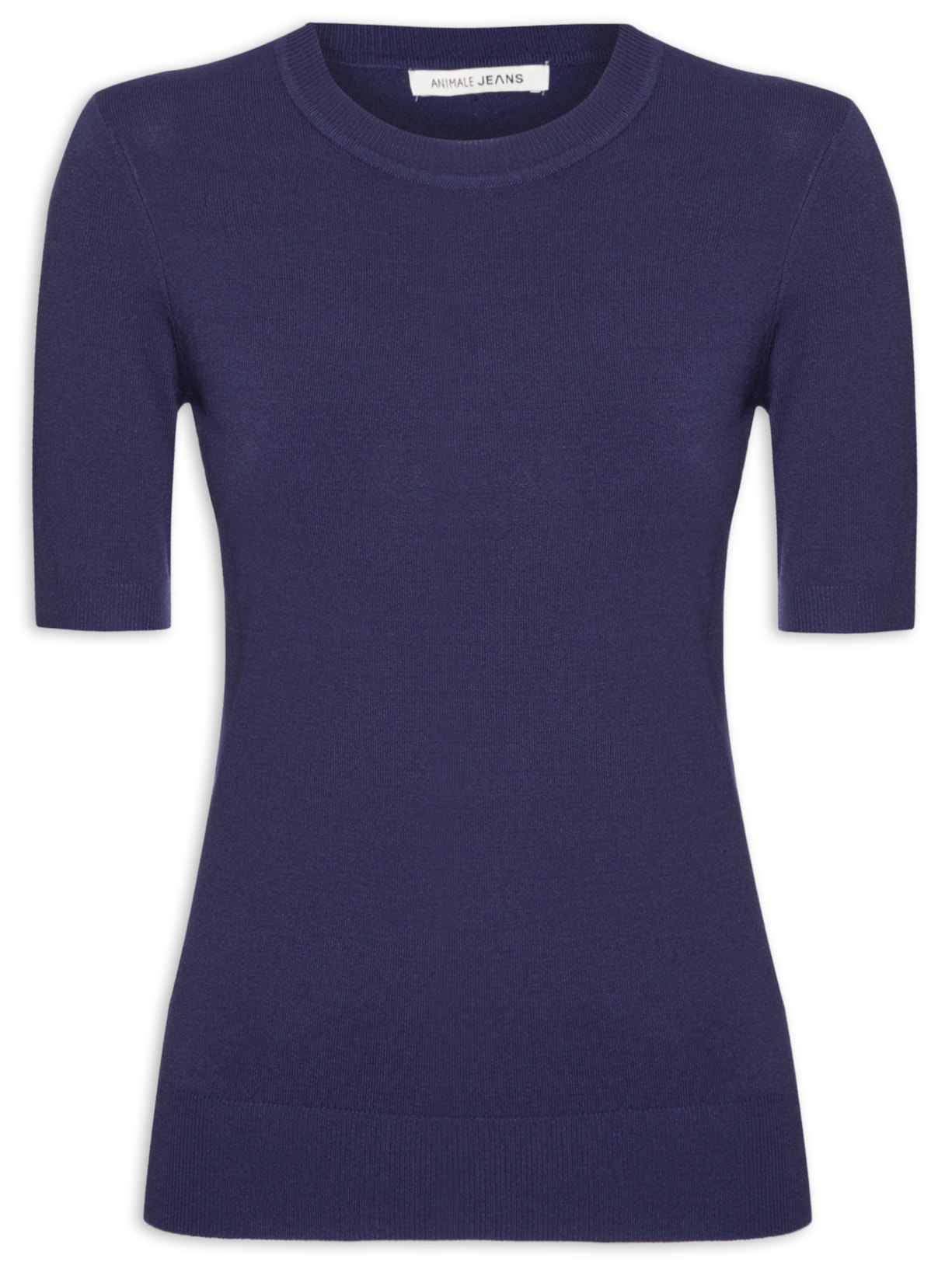 Blusa Feminina De Tricot Básica Decote Redondo - Azul