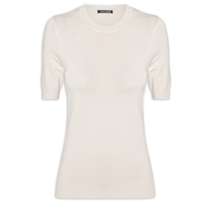 Blusa Feminina De Tricot Básica Decote Redondo - Bege