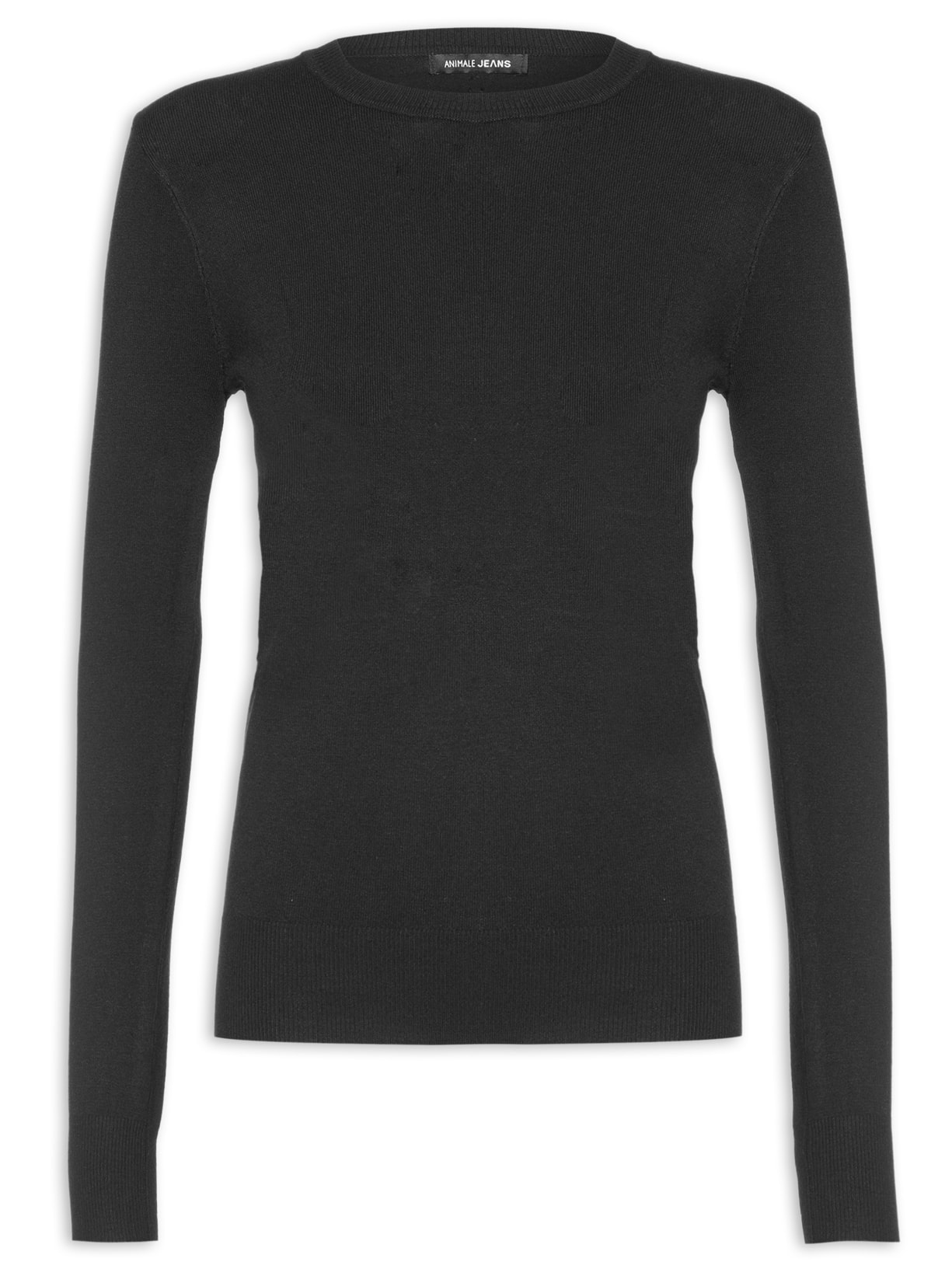 Blusa Feminina De Tricot Básica Manga Longa - Preto