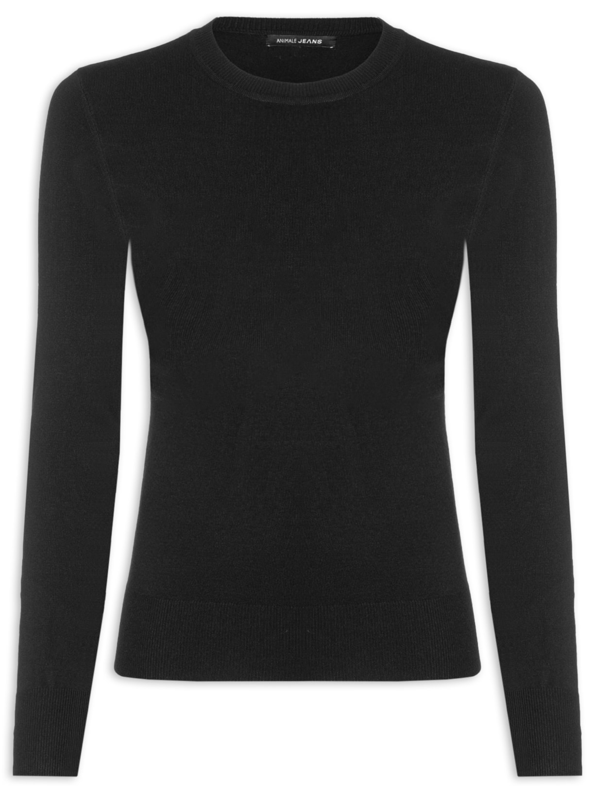 Blusa Feminina De Tricot Básica Manga Longa - Preto