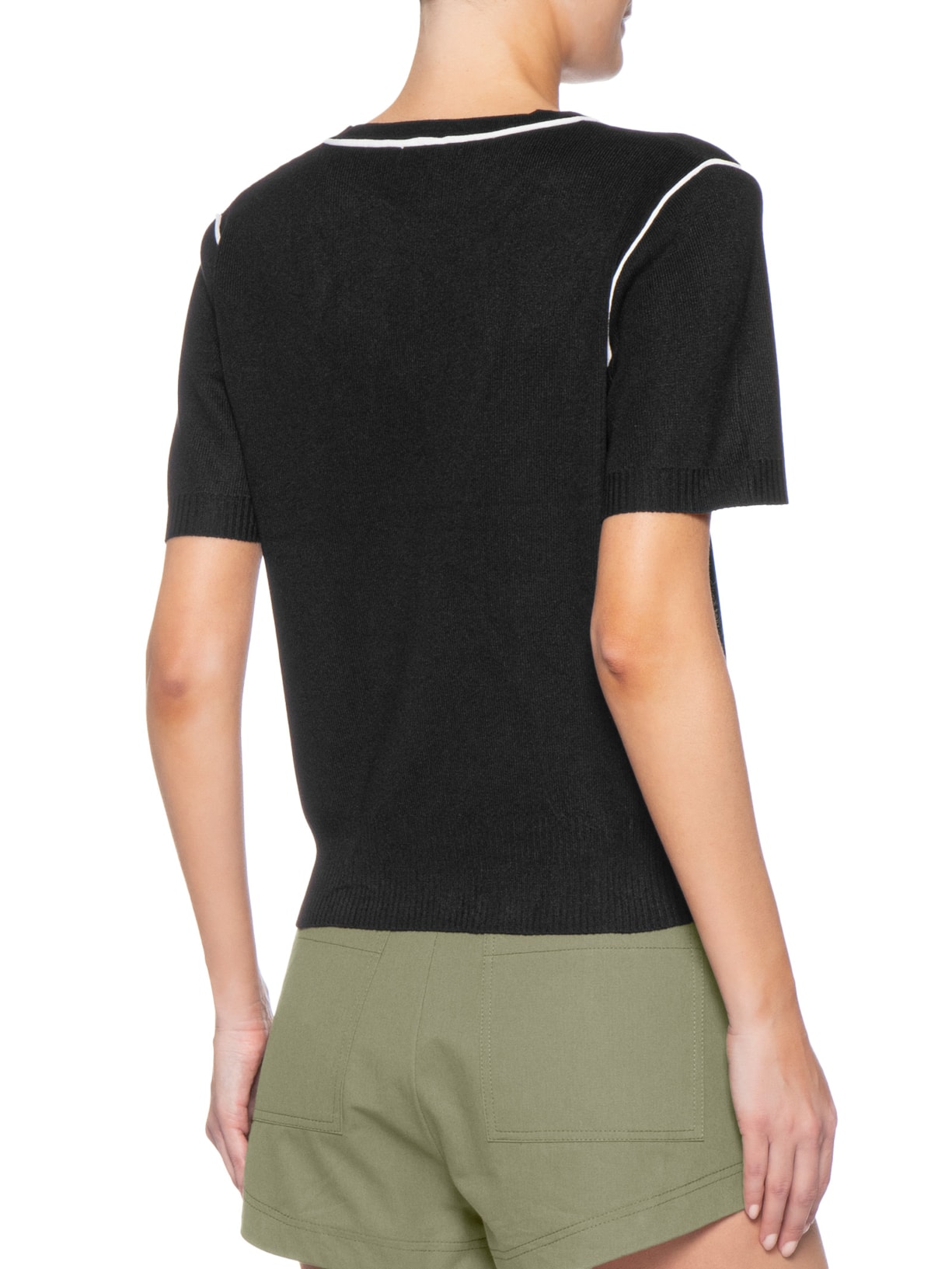 Blusa Feminina De Tricot Bicolor Preto Market 33