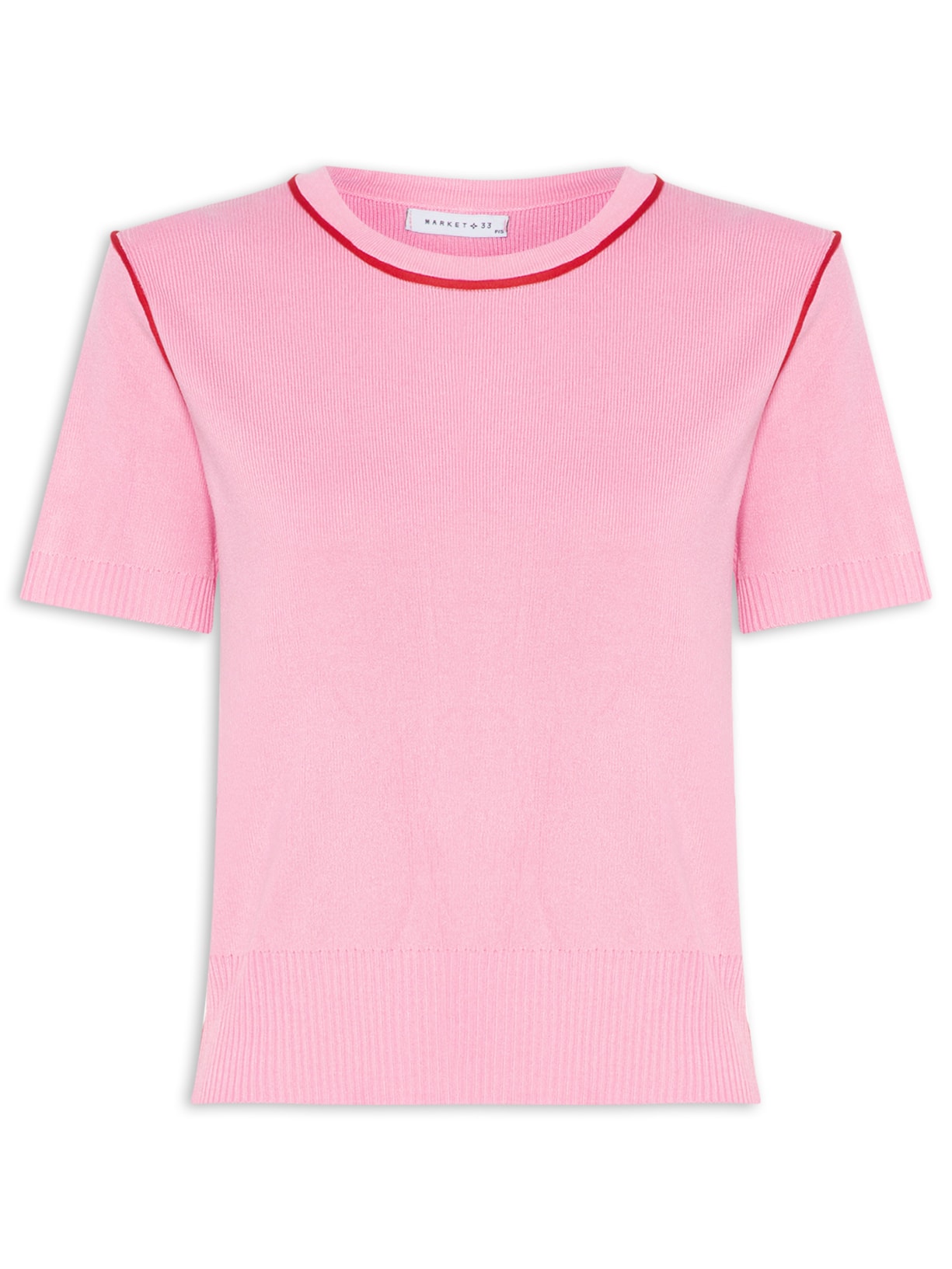 Blusa Feminina De Tricot Bicolor Rosa Market 33