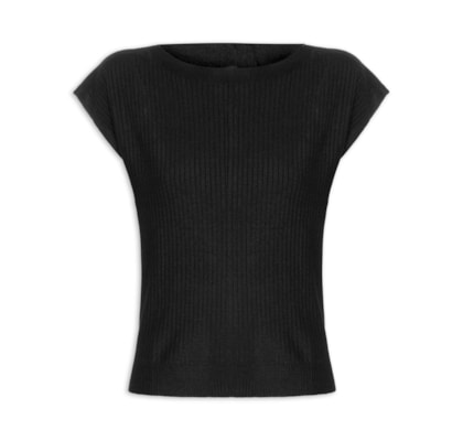 Blusa Feminina De Tricot Canelada - Preto