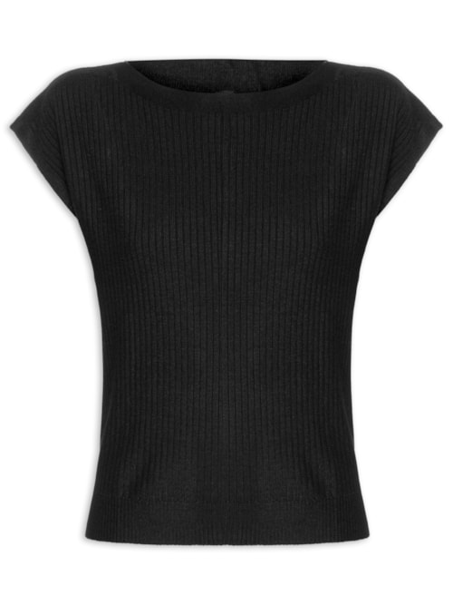Blusa Feminina De Tricot Canelada - Preto