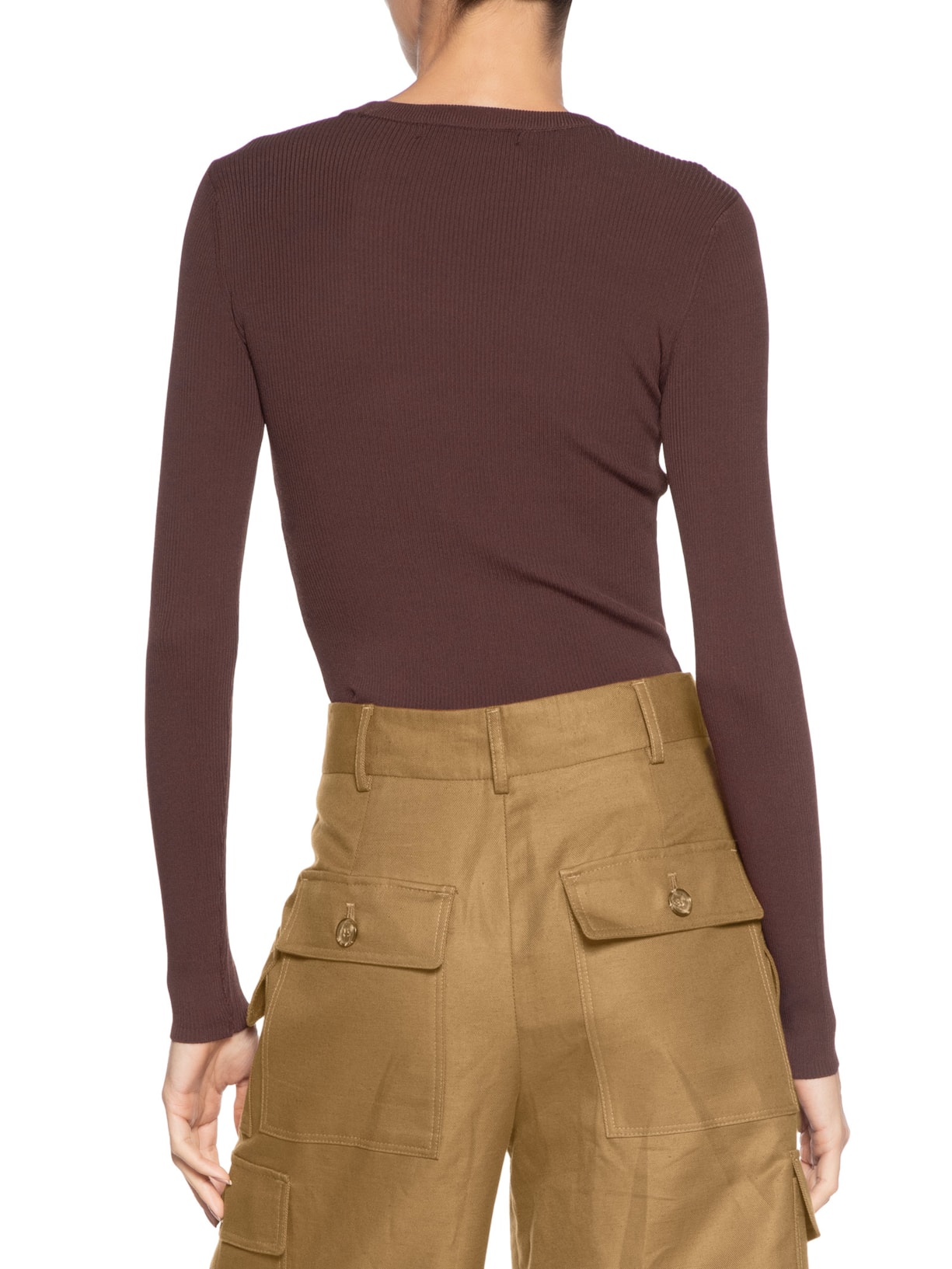 Blusa Feminina De Tricot Canelado Básica Marrom Animale