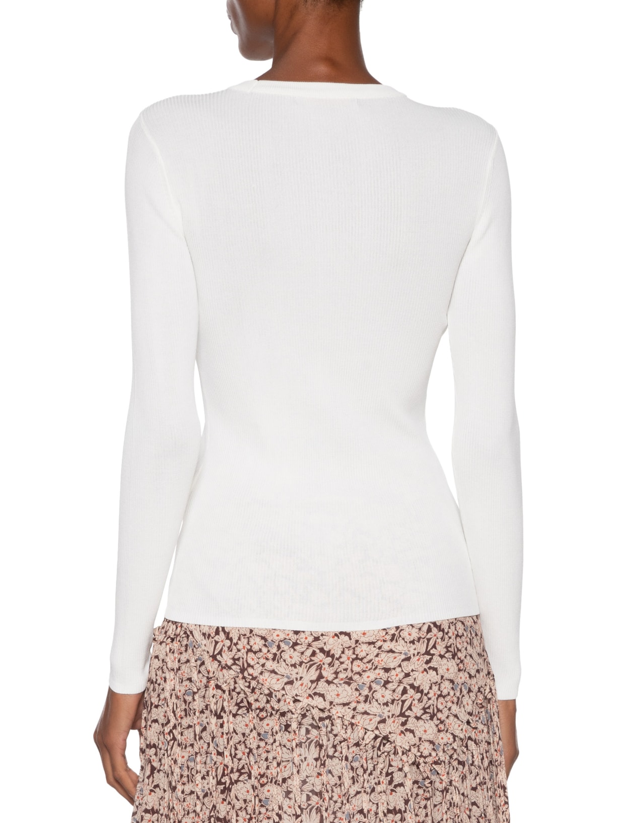 Blusa Feminina De Tricot Canelado Manga Longa Básica Branco Animale