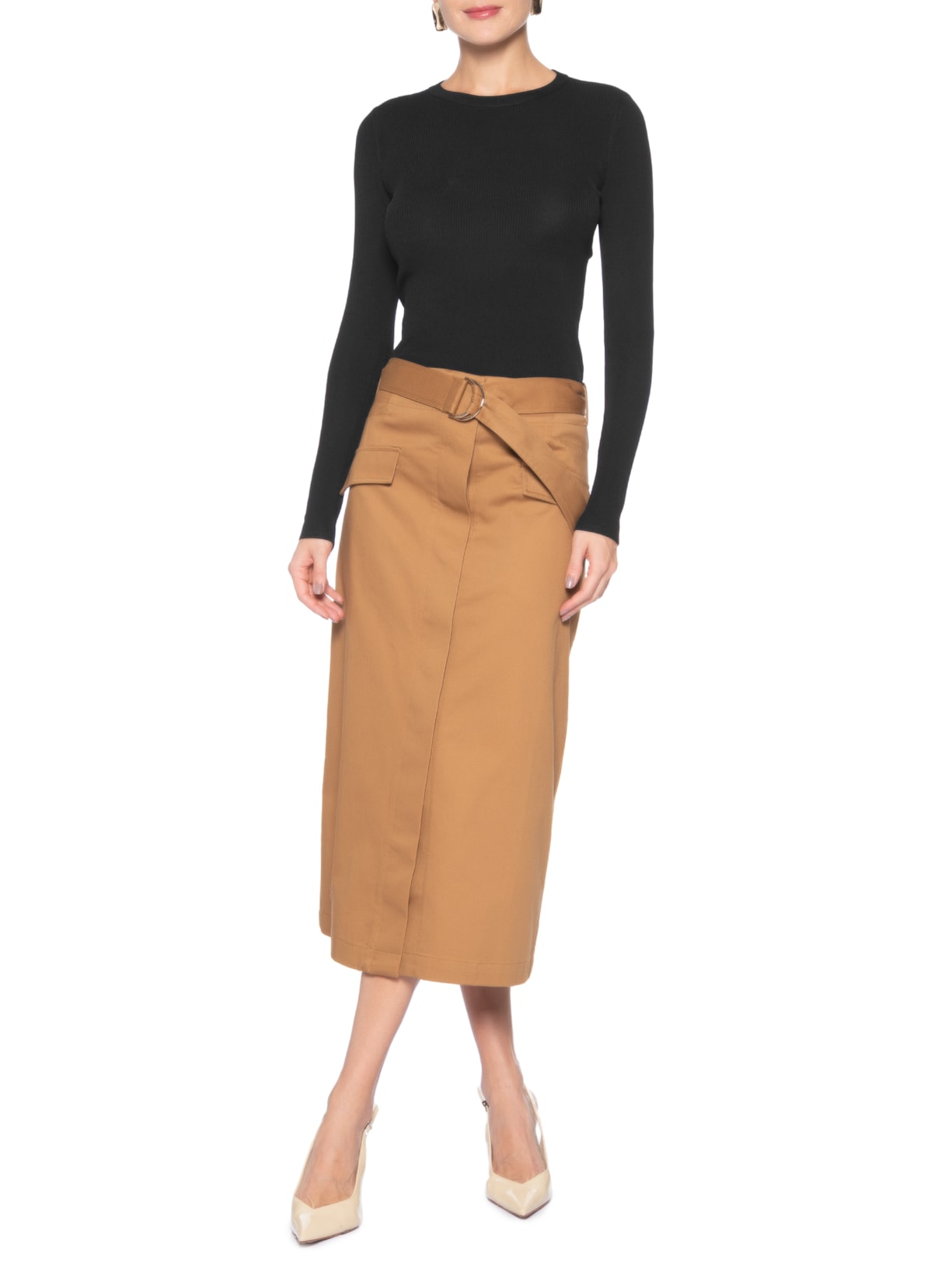 Blusa Feminina De Tricot Canelado Manga Longa Básica Preto Animale