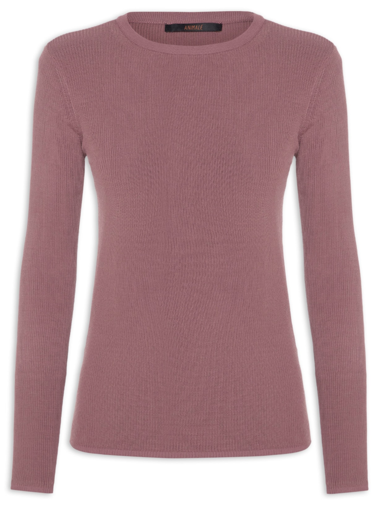 Blusa Feminina De Tricot Canelado Manga Longa Básica - Rosa