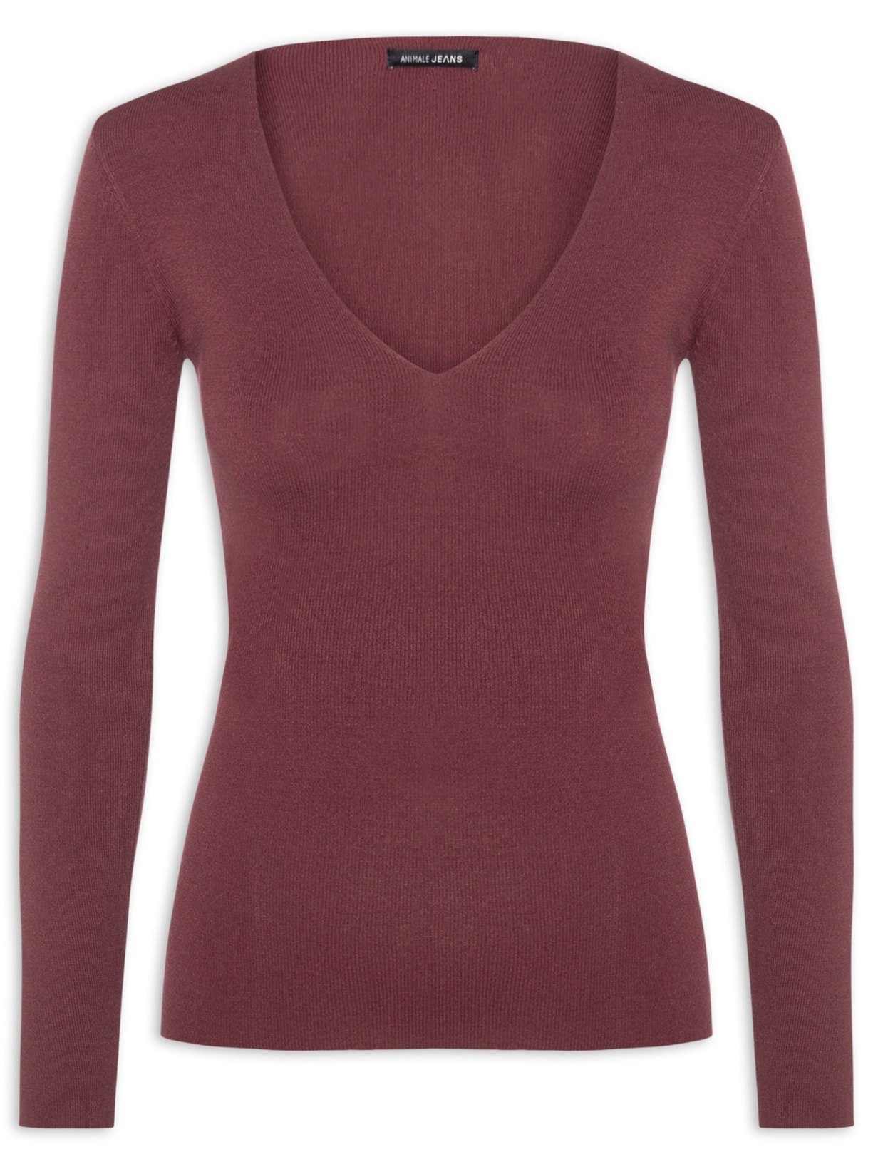 Blusa Feminina De Tricot Com Decote V Vermelho Animale Jeans