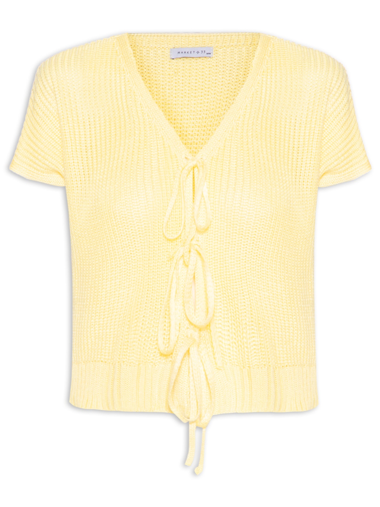 Blusa Feminina De Tricot Com Fecho De Amarração Amarelo Market 33