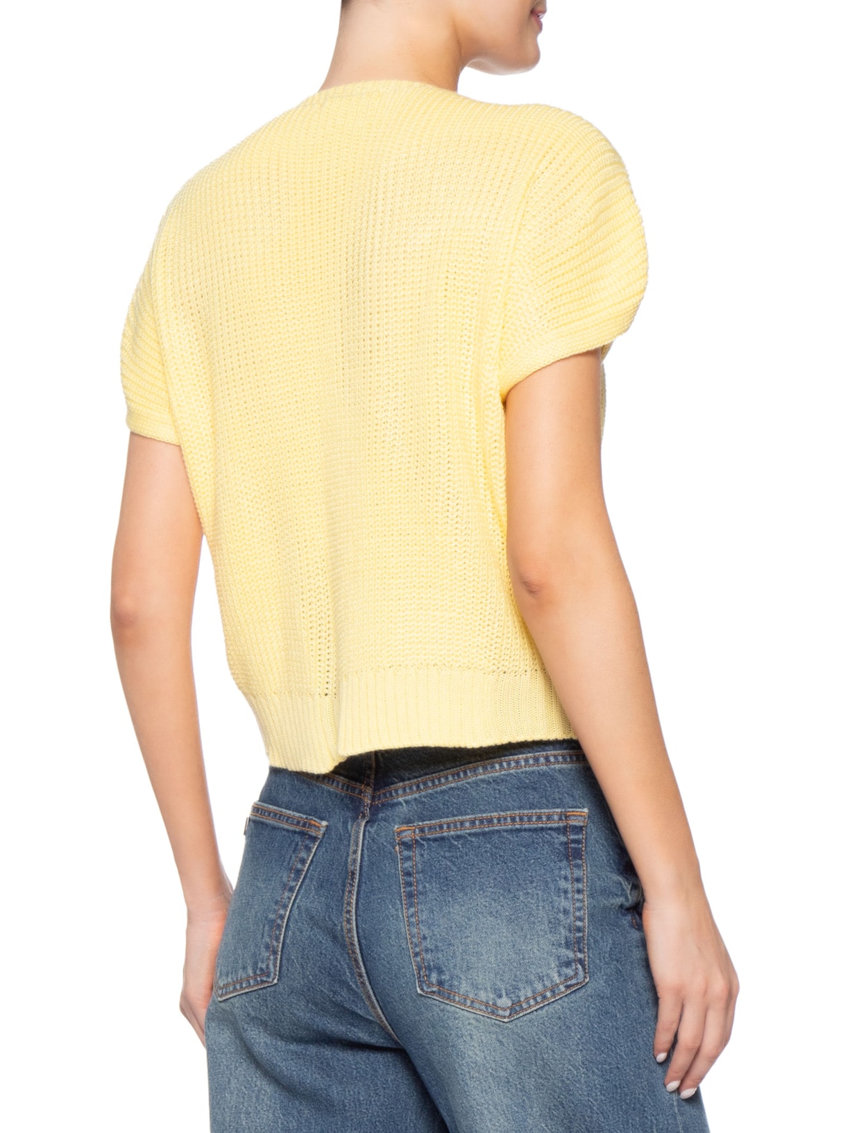 Blusa Feminina De Tricot Com Fecho De Amarração Amarelo Market 33