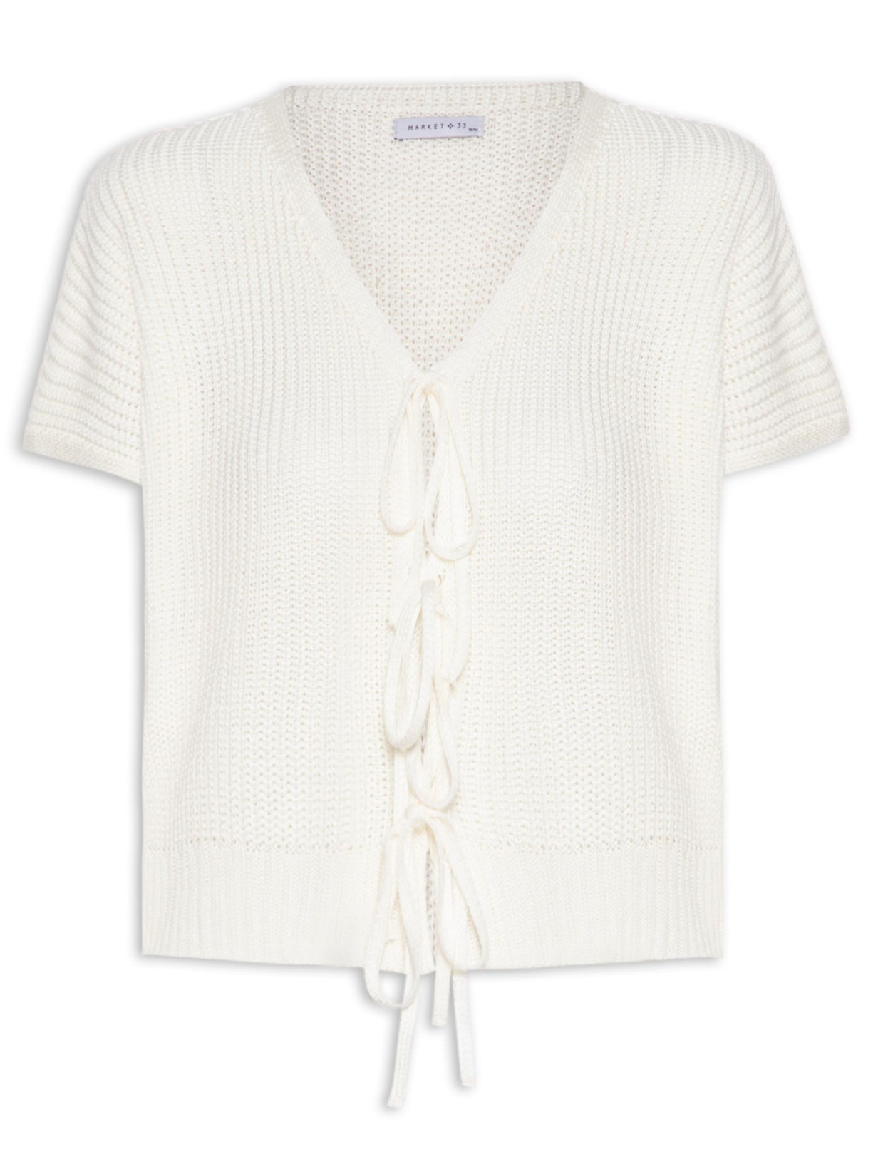 Blusa Feminina De Tricot Com Fecho De Amarração Off White Market 33