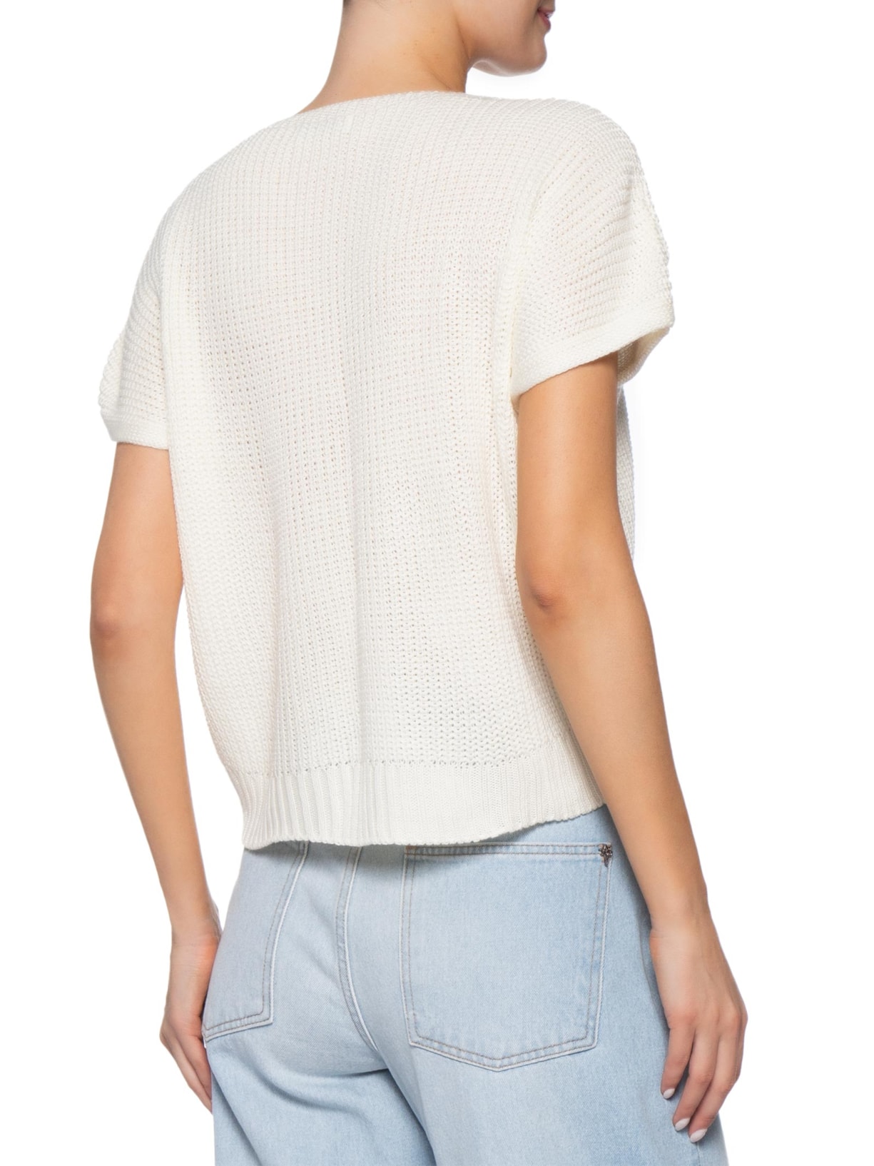 Blusa Feminina De Tricot Com Fecho De Amarração Off White Market 33
