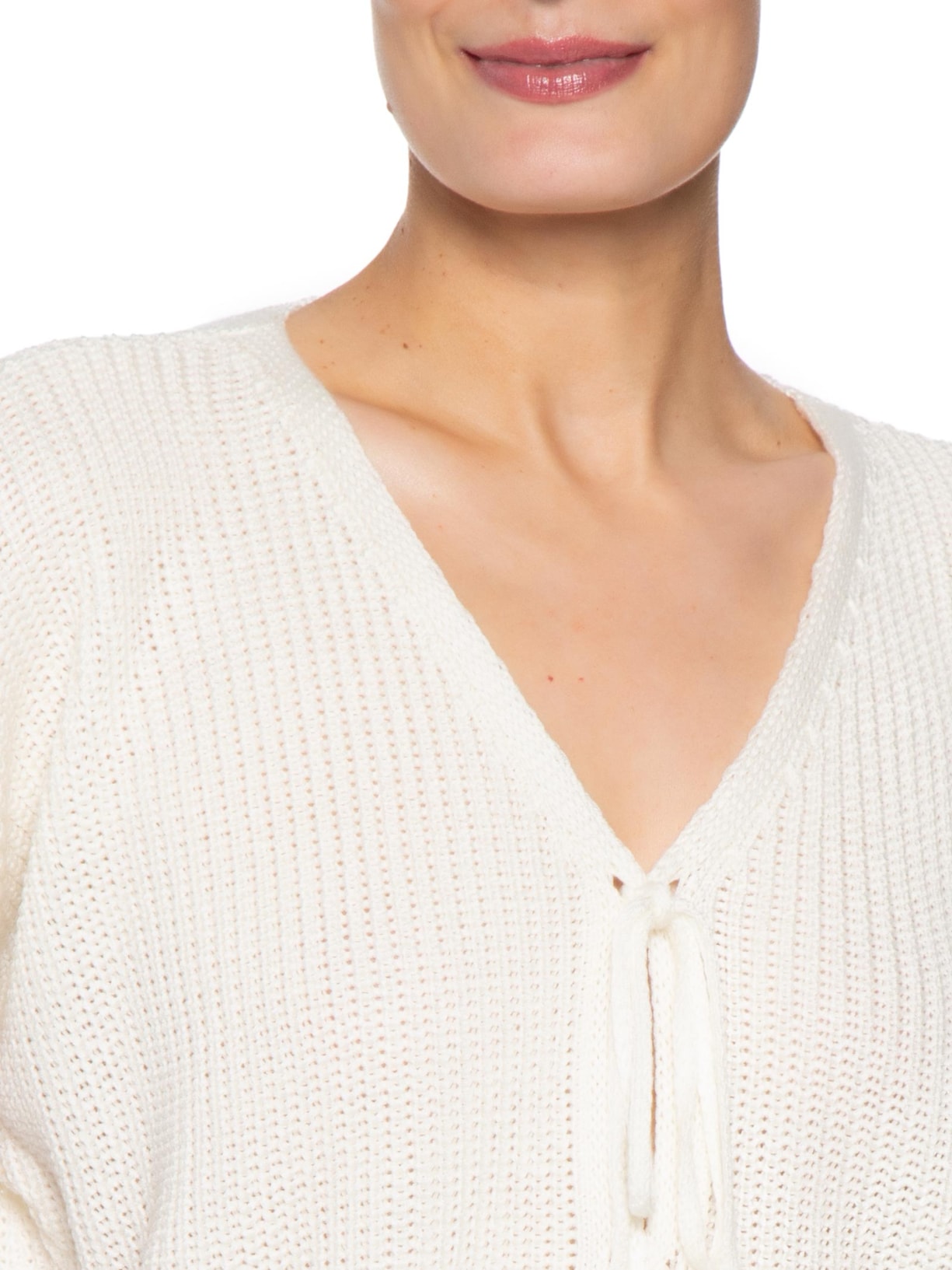 Blusa Feminina De Tricot Com Fecho De Amarração Off White Market 33