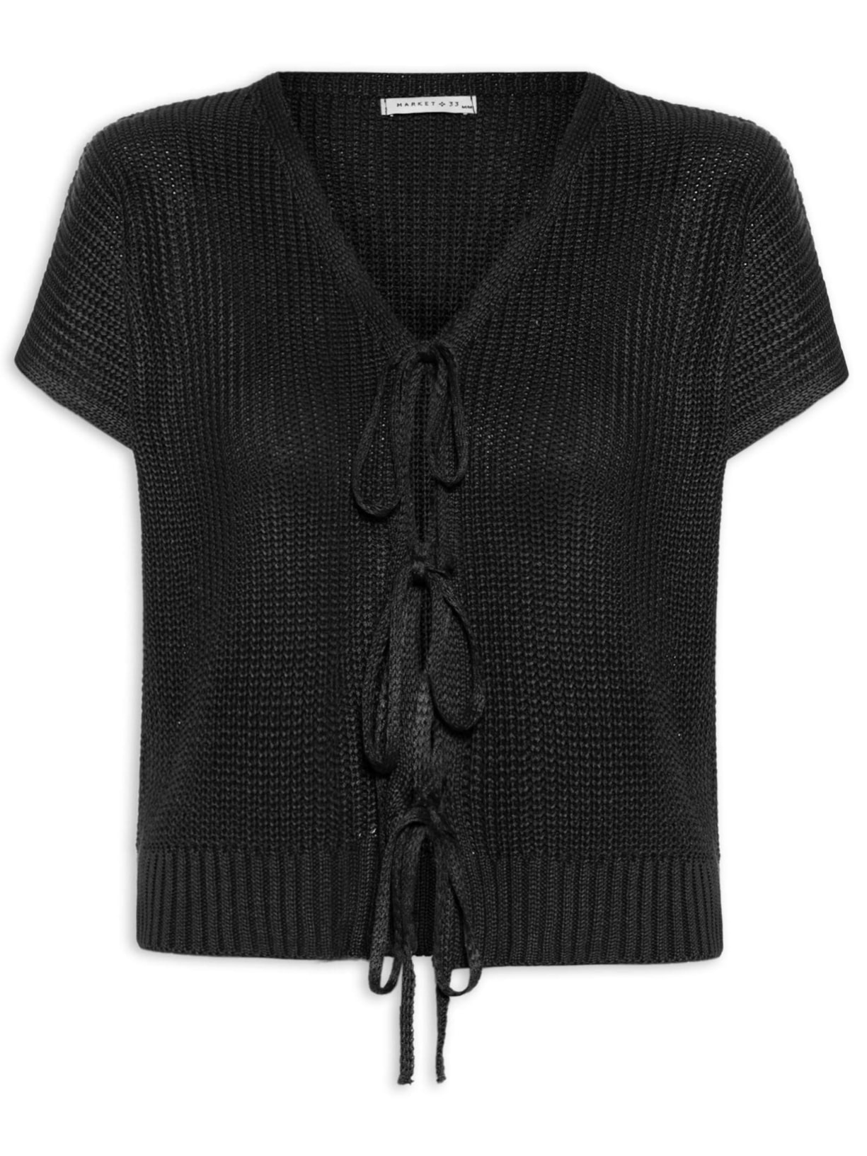 Blusa Feminina De Tricot Com Fecho De Amarração Preto Market 33