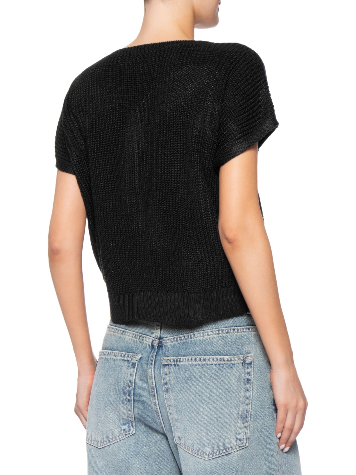 Blusa Feminina De Tricot Com Fecho De Amarração Preto Market 33
