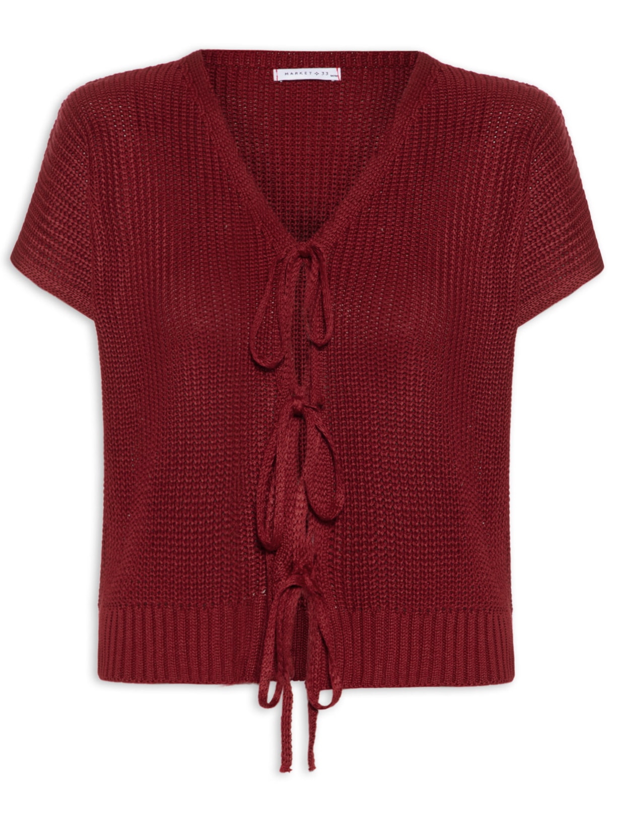 Blusa Feminina De Tricot Com Fecho De Amarração Vermelho Market 33