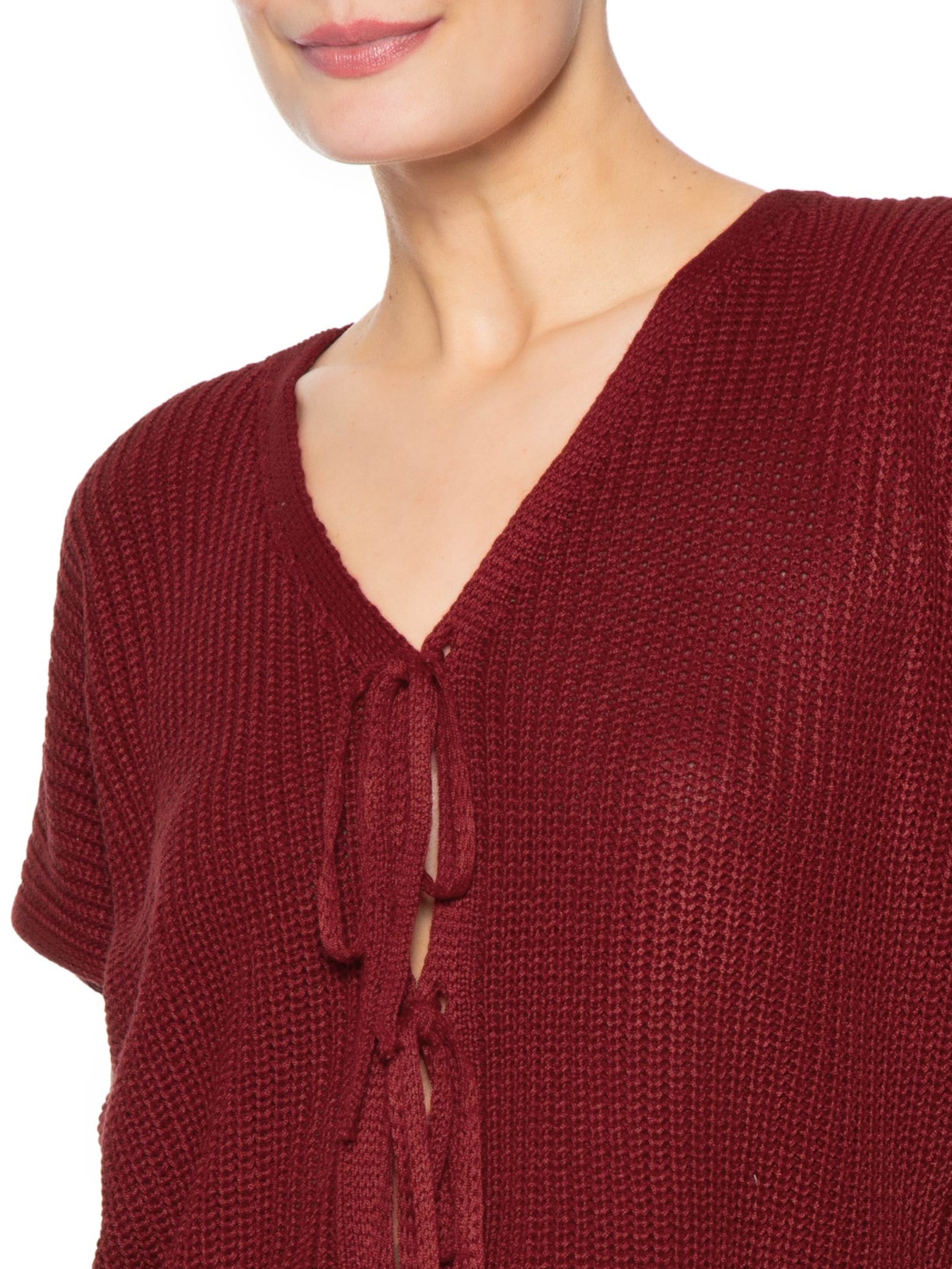 Blusa Feminina De Tricot Com Fecho De Amarração Vermelho Market 33