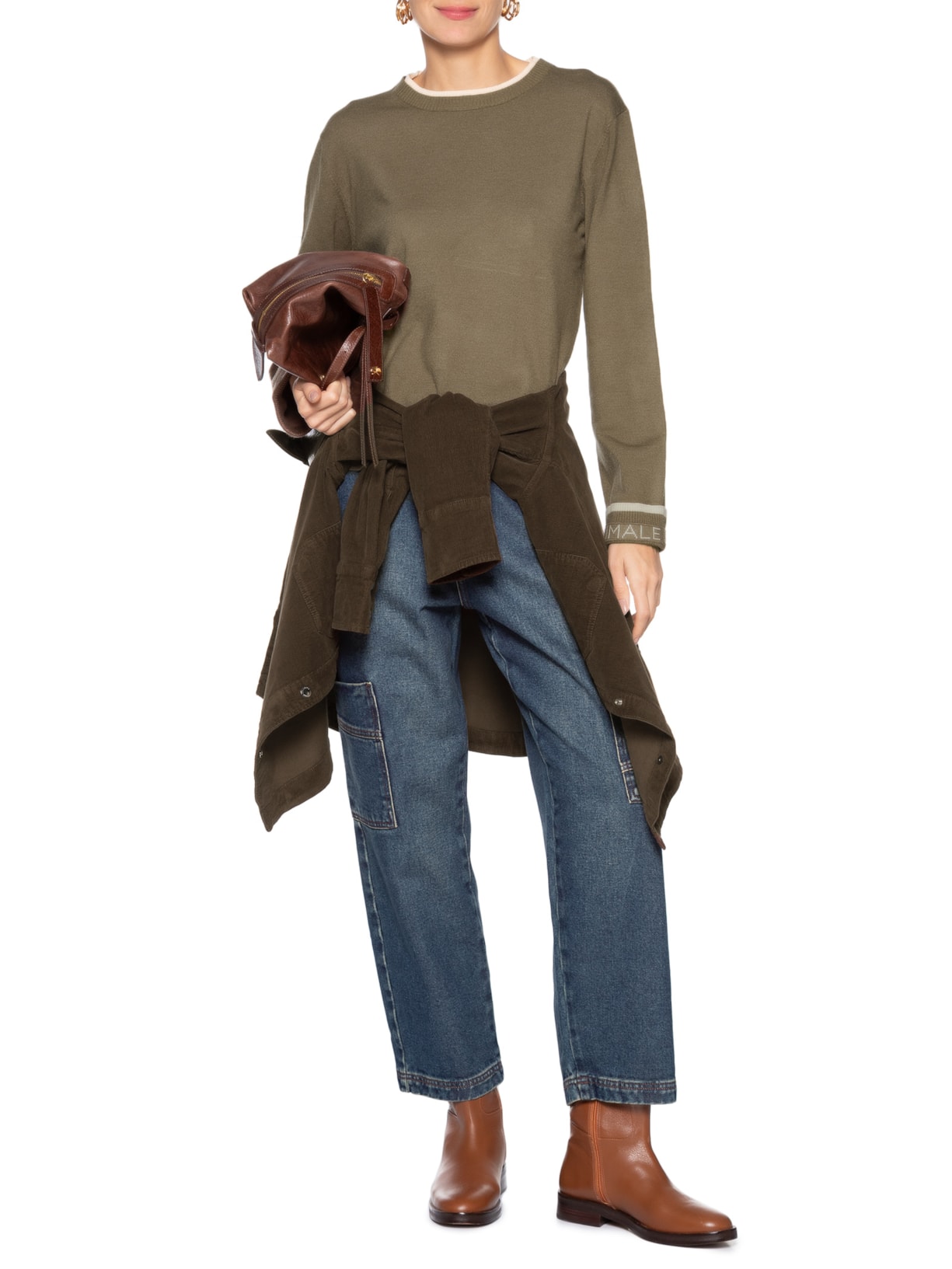 Blusa Feminina De Tricot Com Gola Dupla Marrom Animale Jeans