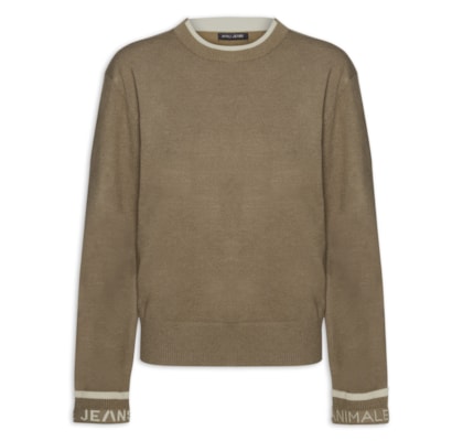 Blusa Feminina De Tricot Com Gola Dupla - Marrom