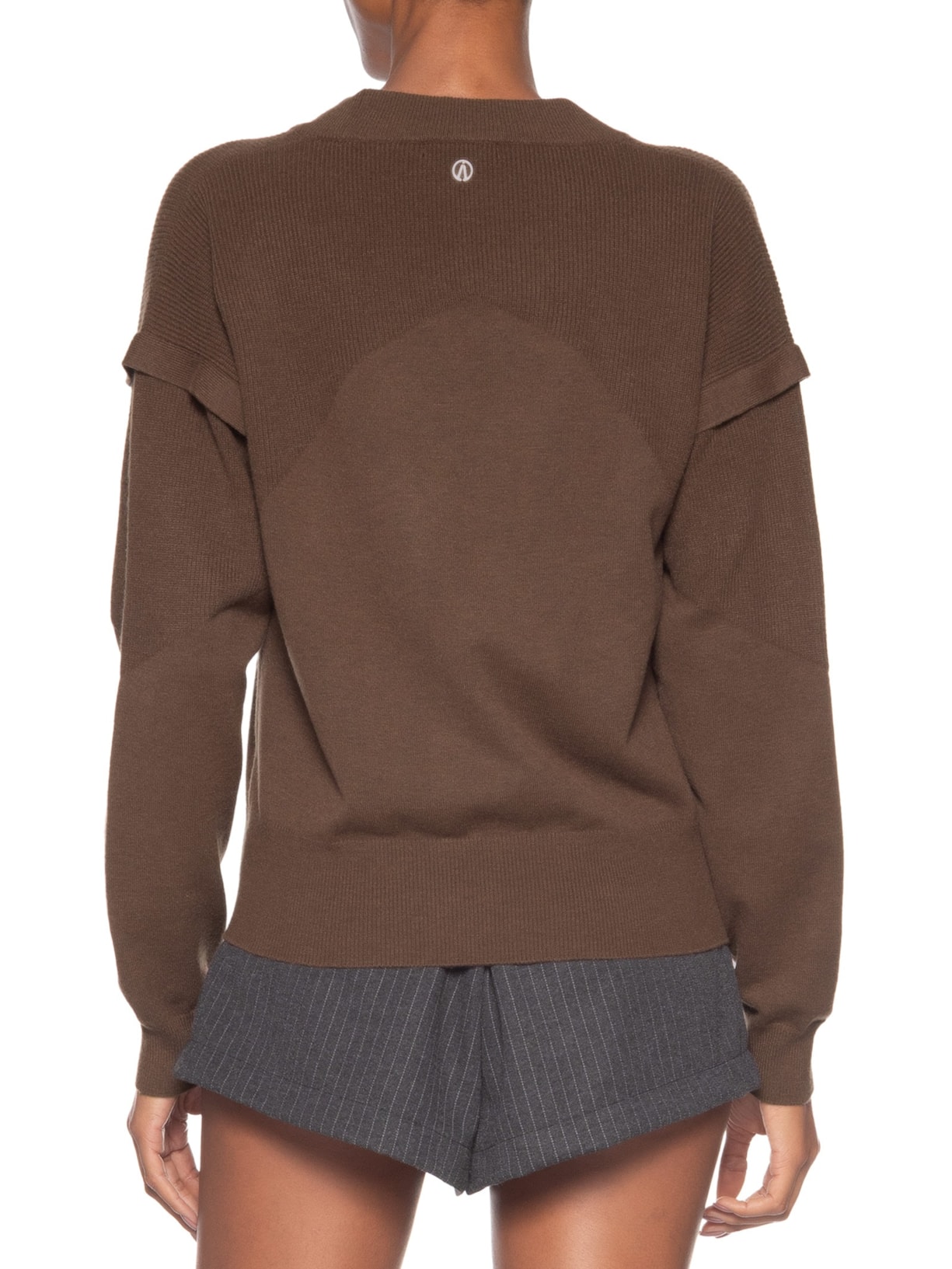 Blusa Feminina De Tricot Com Manga Sobreposta Marrom Animale Jeans