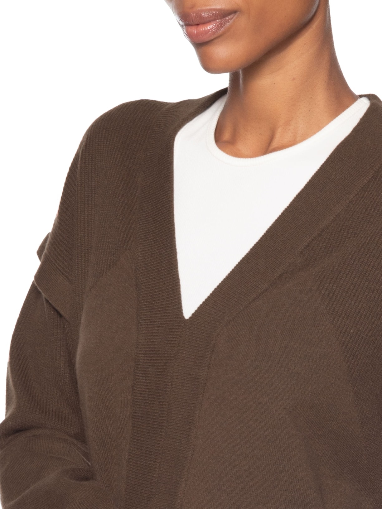 Blusa Feminina De Tricot Com Manga Sobreposta Marrom Animale Jeans