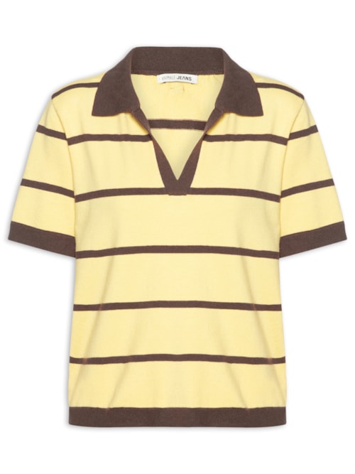 Blusa Feminina De Tricot Gola Polo - Marrom