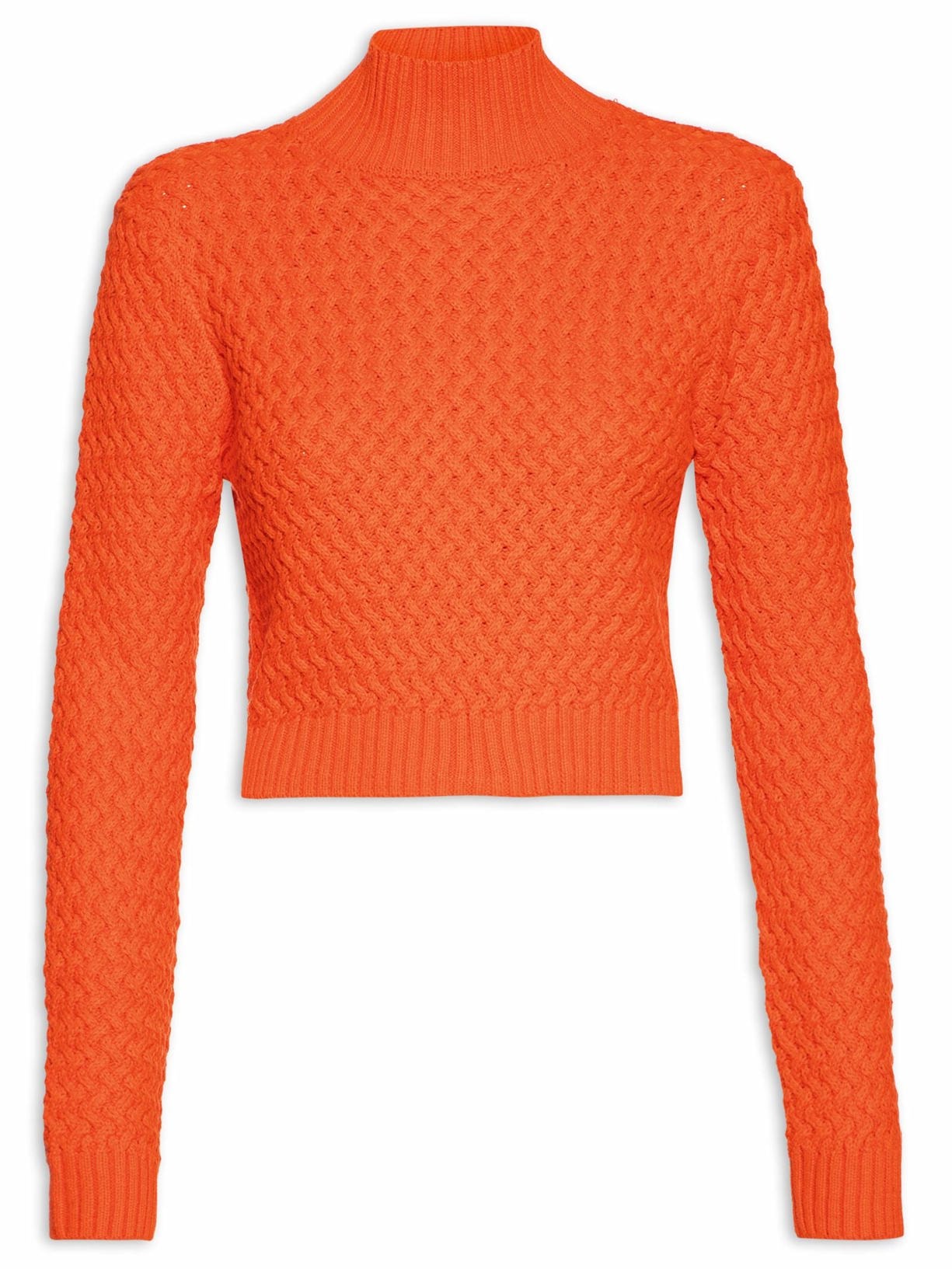 Blusa Feminina De Tricot Gola Textura - Laranja