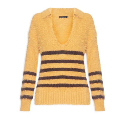 Blusa Feminina De Tricot Listrada - Amarelo